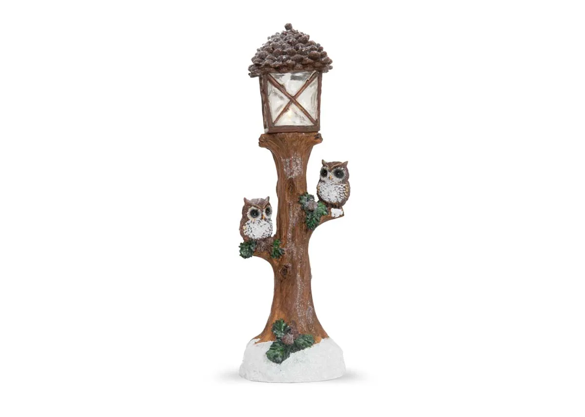Owls On A Lamppost- Christmas Figurine