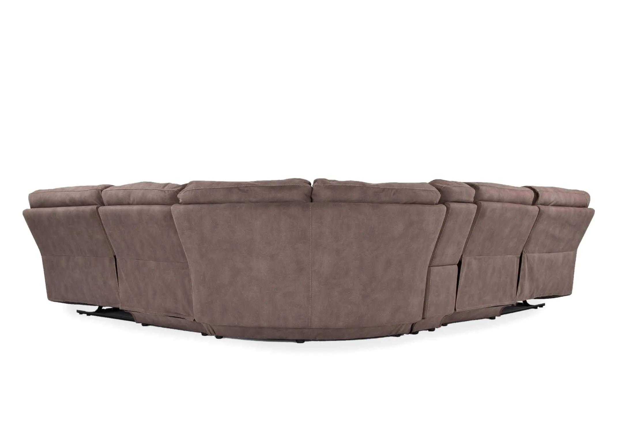 View from rear of the taupe large Baxter corner reclining sofa 