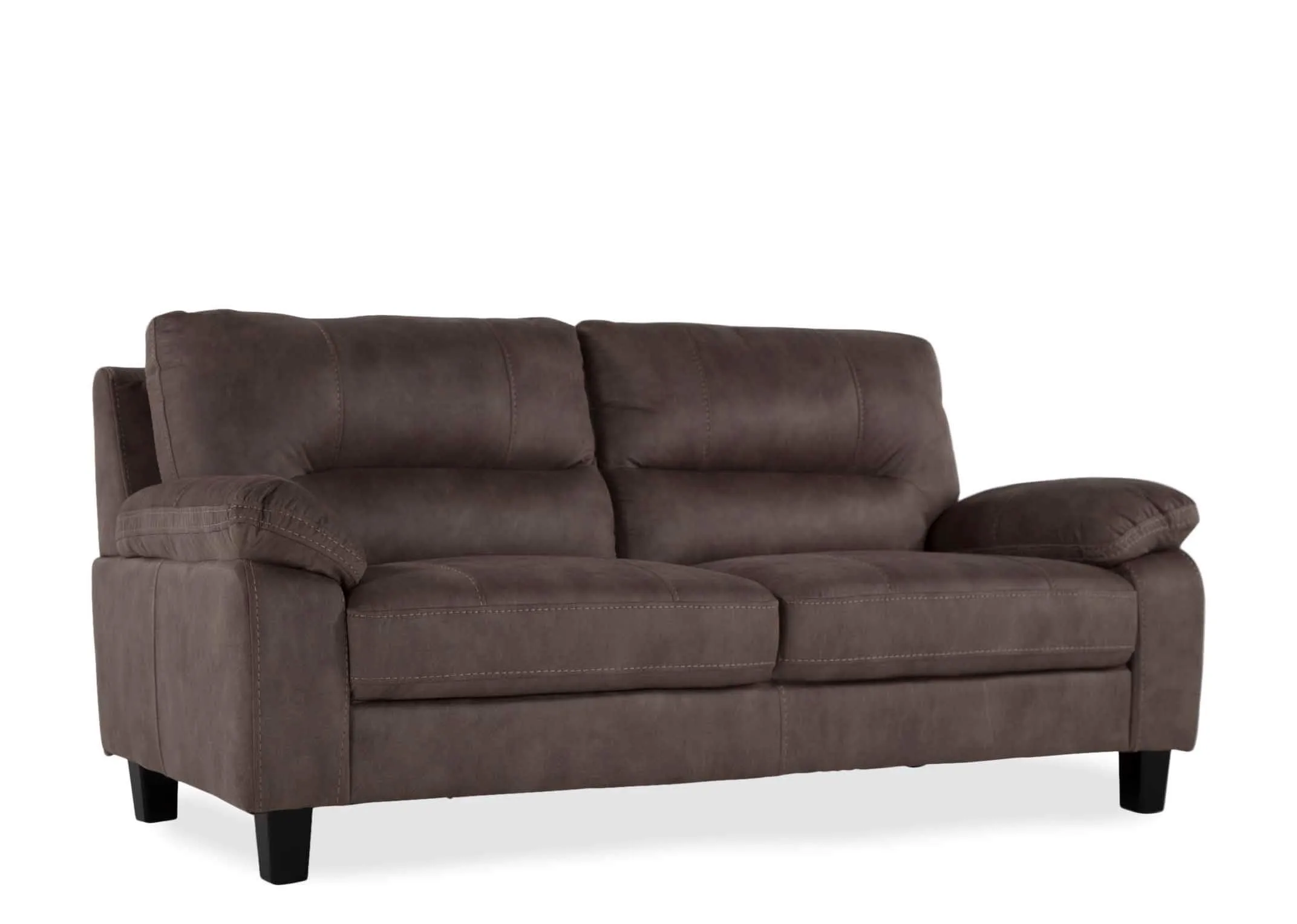 A power shot image of the 2.5 seater Nikita fabric sofa with minimal wooden feet.