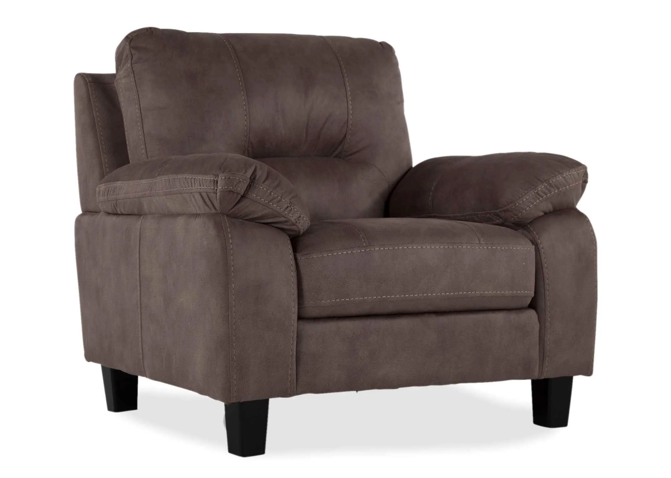 Lifestyle image of the Nikita Armchair in Taupe available at EZ Living Furniture.