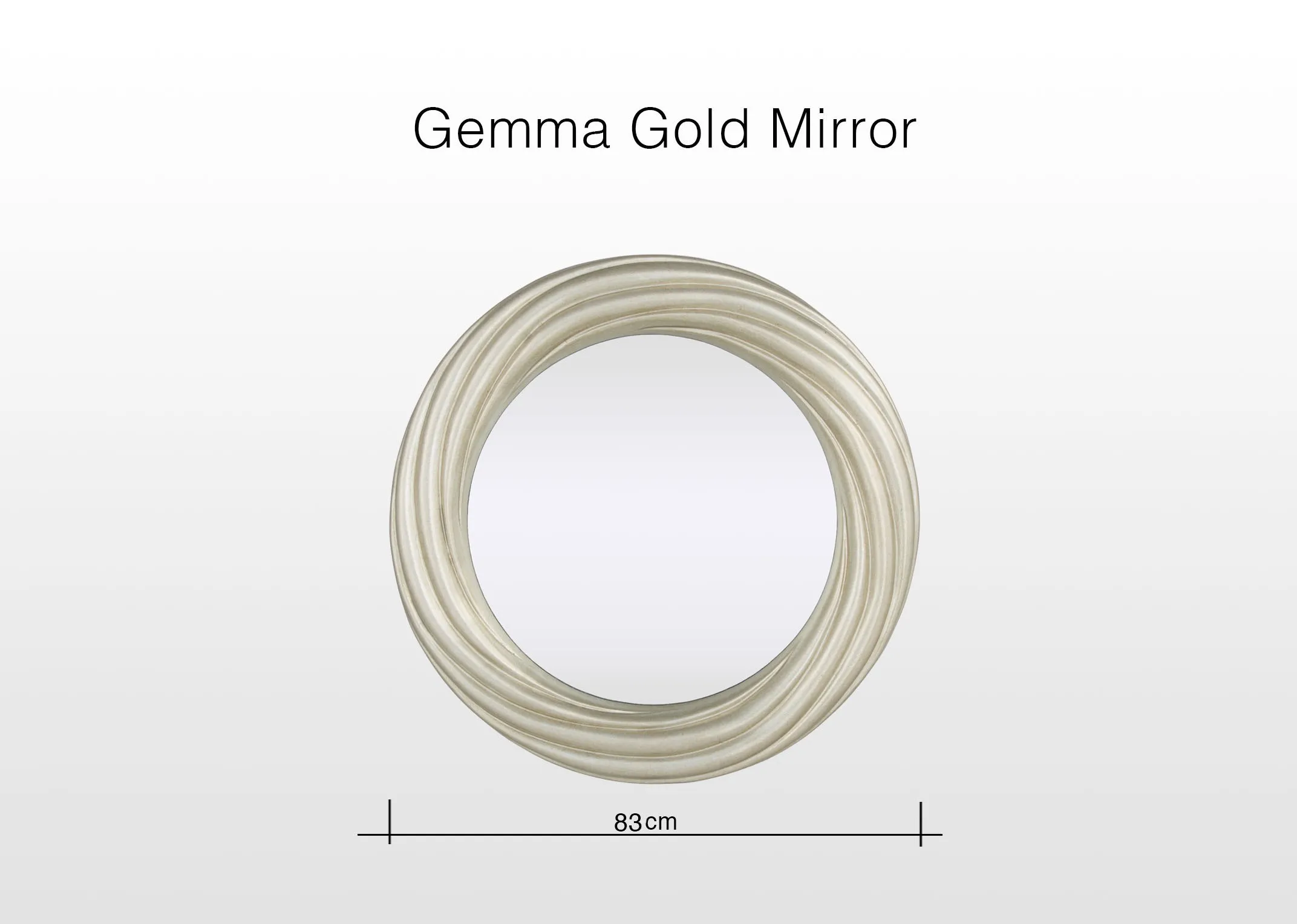 A dimension image for the Gemma gold round wall mirror 83cm (Width)
