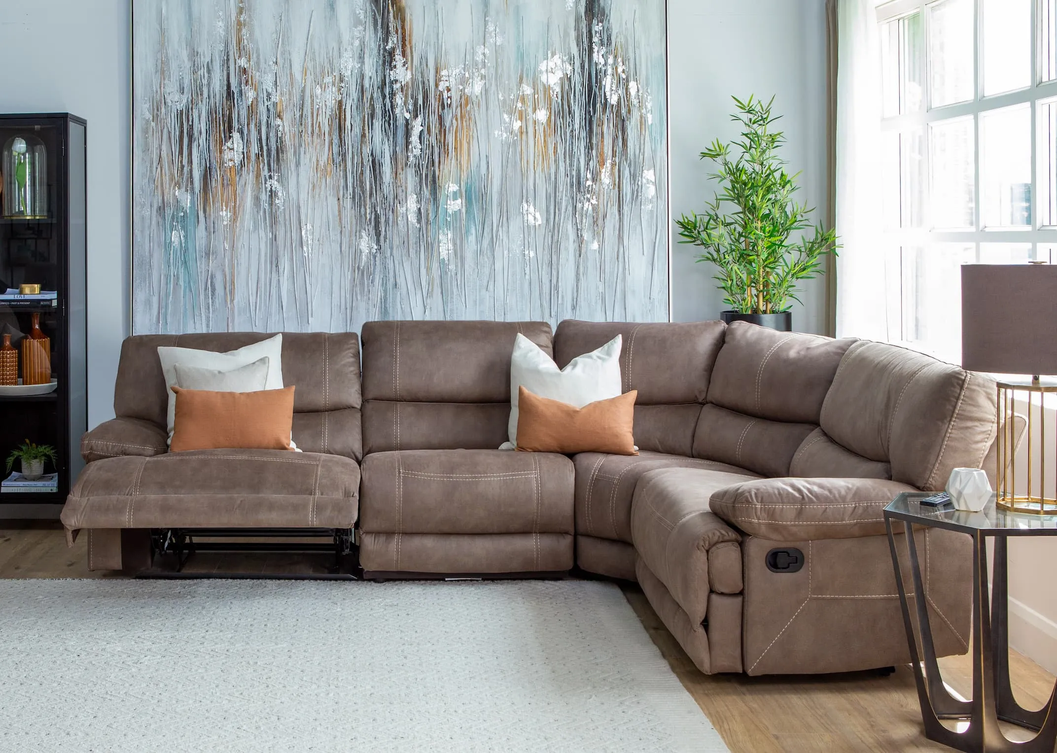 Small Taupe Fabric Reclining Corner Sofa - Baxter