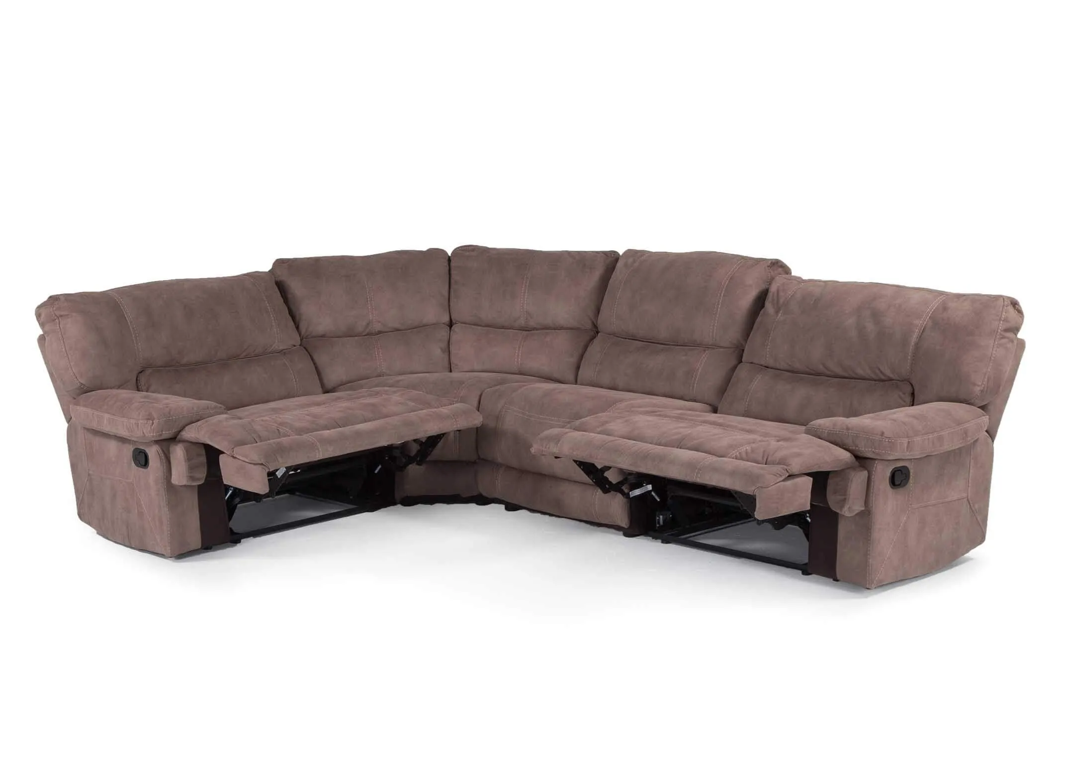 Close up view of armrest and lever of the small reclining Baxter corner sofa  