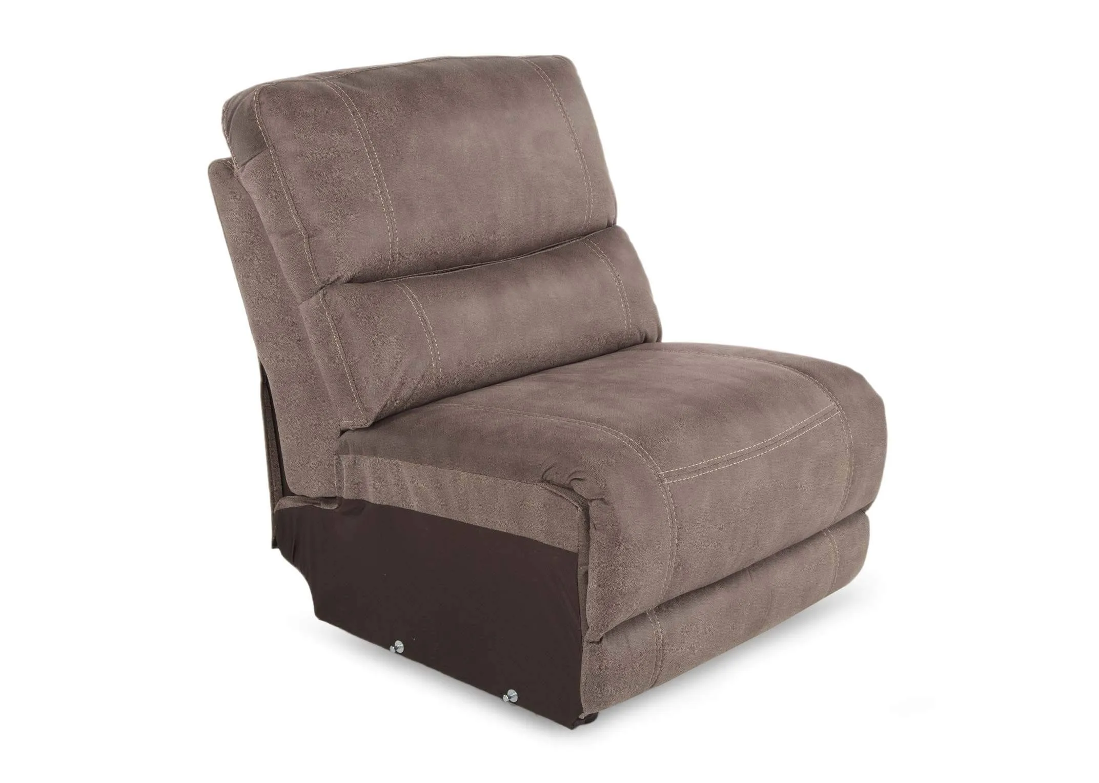 Baxter Taupe Faux Suede Fabric Armless Unit in a power image showing the soft fabric.
