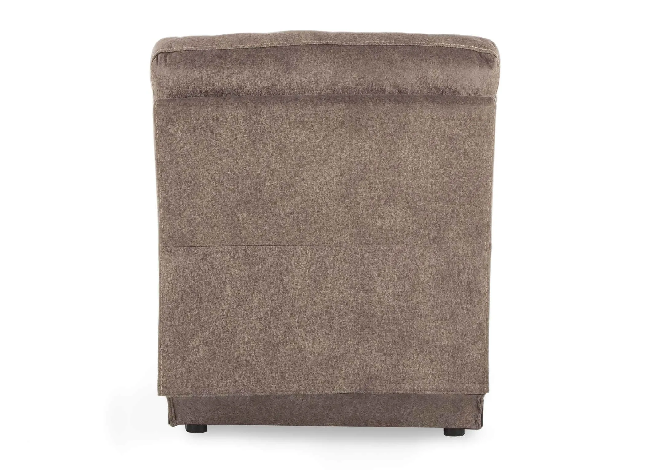 Baxter Taupe Faux Suede Fabric Armless Unit in an image taken from the back.