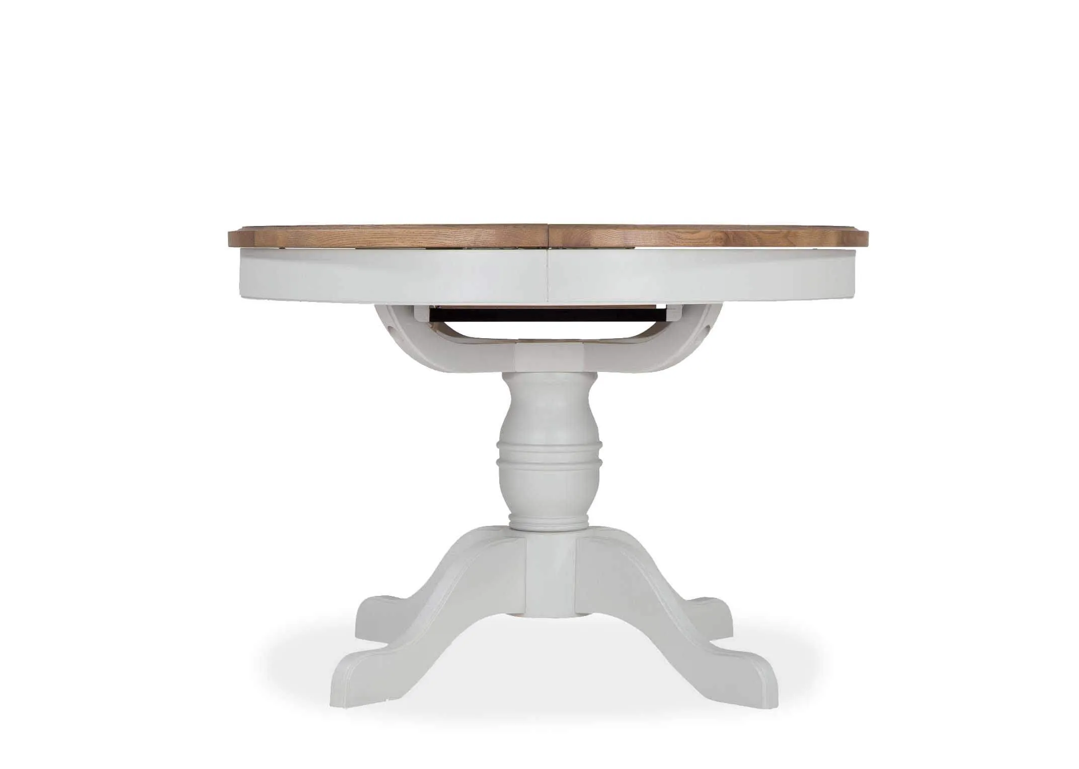 Dimension image for the Georgia round extendable table 78cm (Height) x 110cm (Width) x 145cm (Depth)