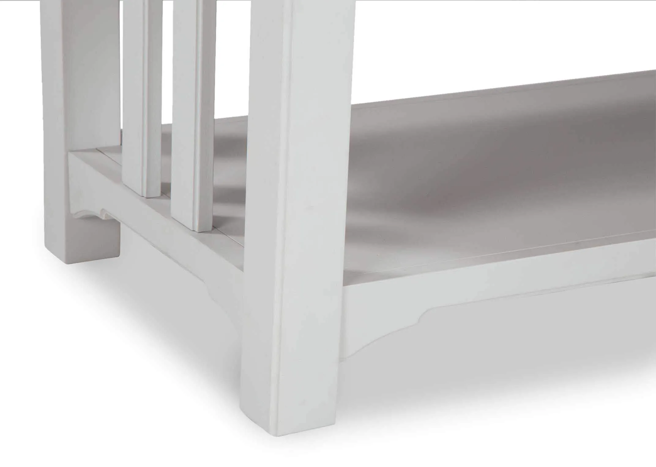 An image showing a close up of the legs of the Georgia grey oak coffee table.