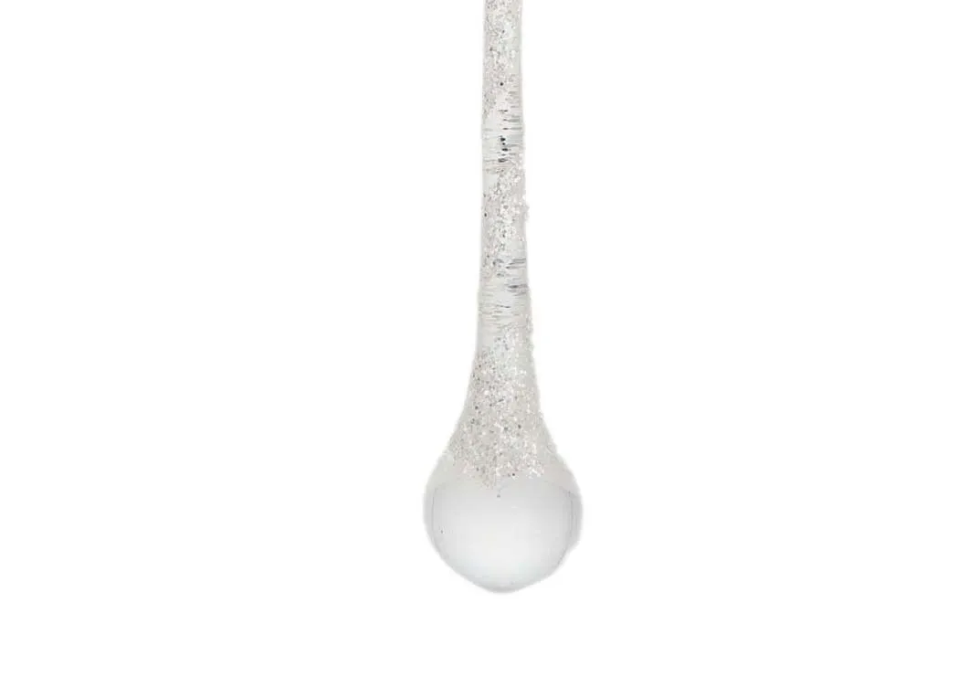 Small Christmas Icicle decoration in a closeup image of the bottom bulb