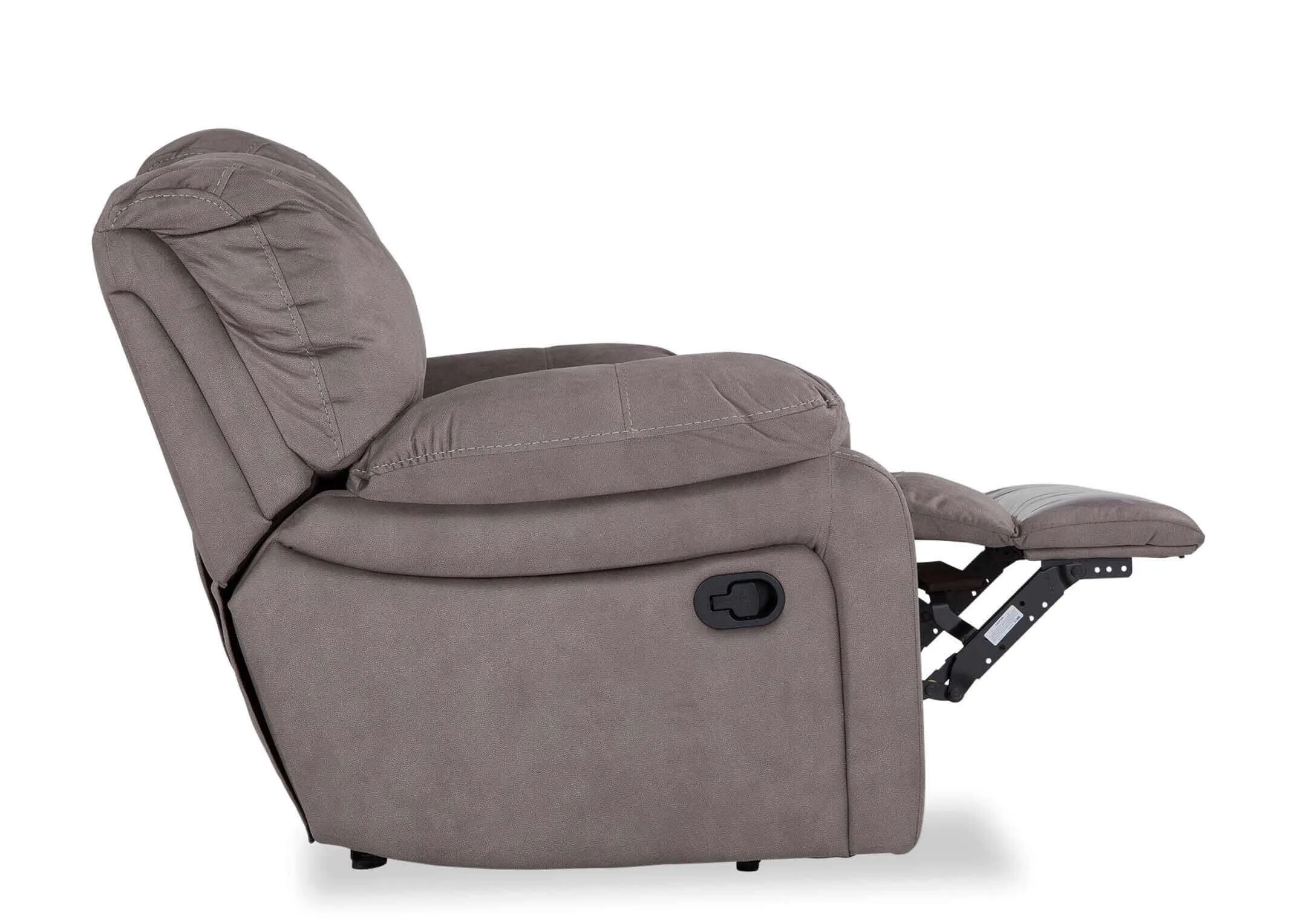 View of the back of the Bradford Ggrey 2 seater recliner sofa with full view of the black feet underneath