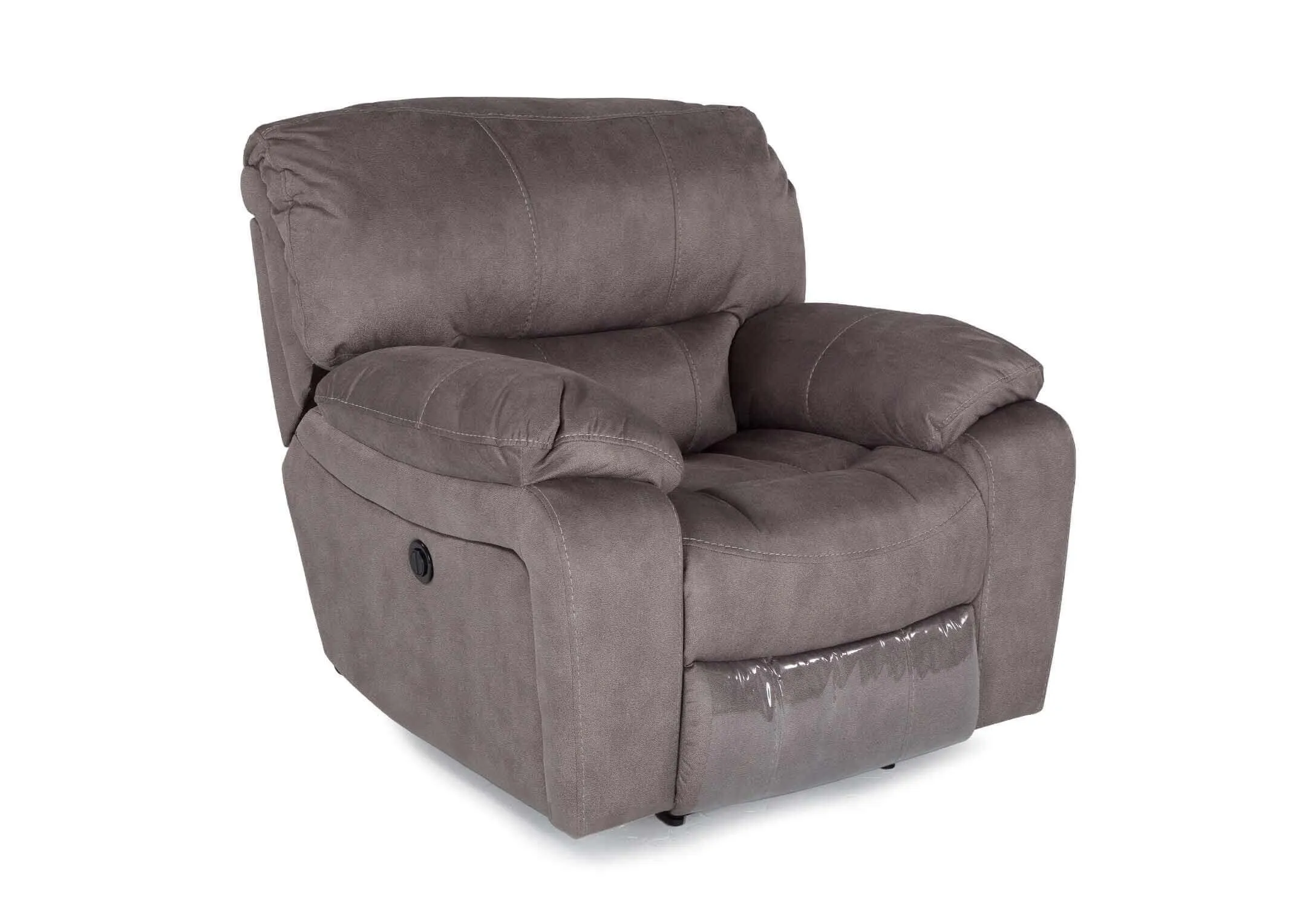 Powershot of grey suede fabric Bradford reclining armchair