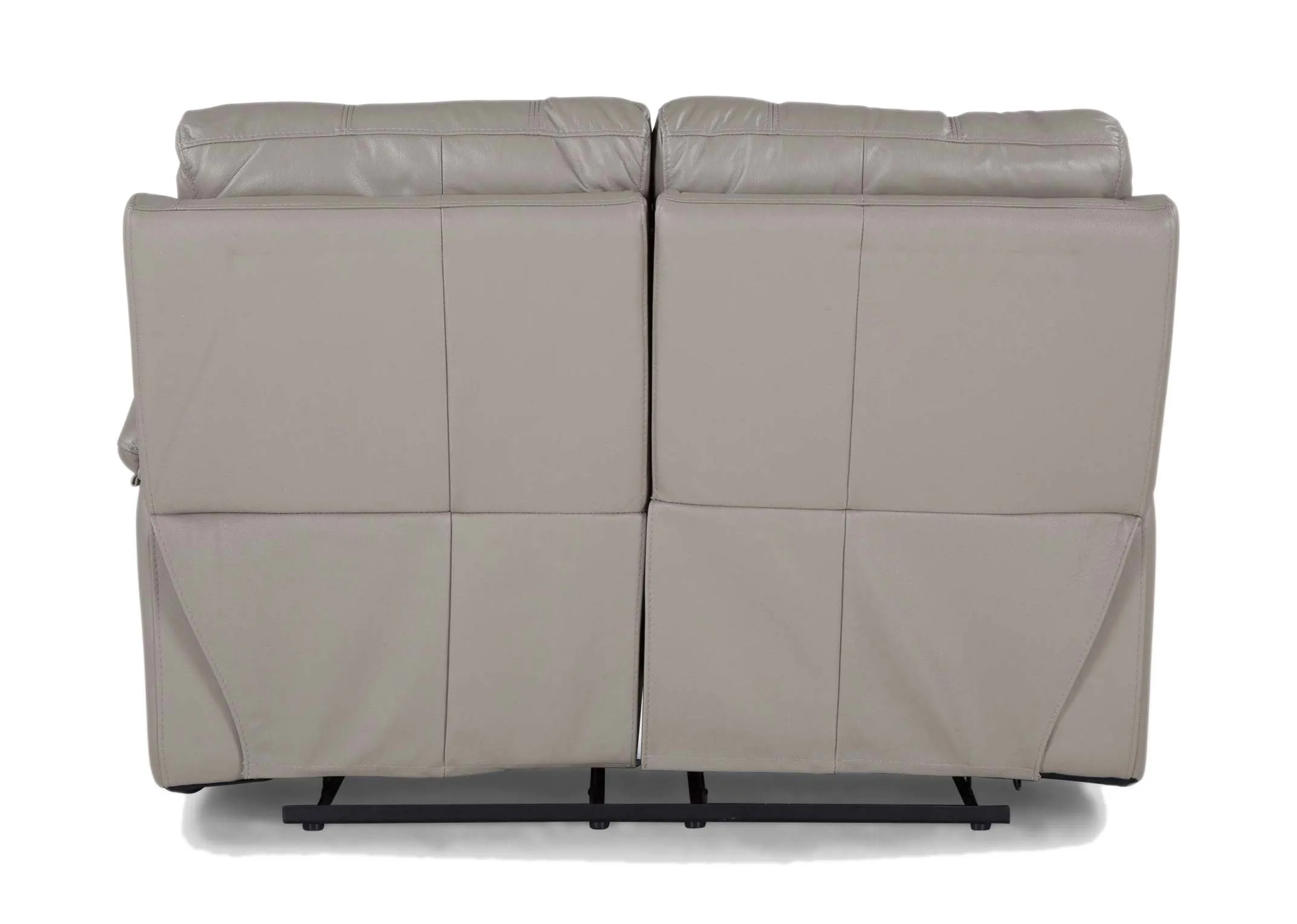 A 2 Seater reclining sofa in soft grey leather from EZ Living Furnitures Groove range. Back View.