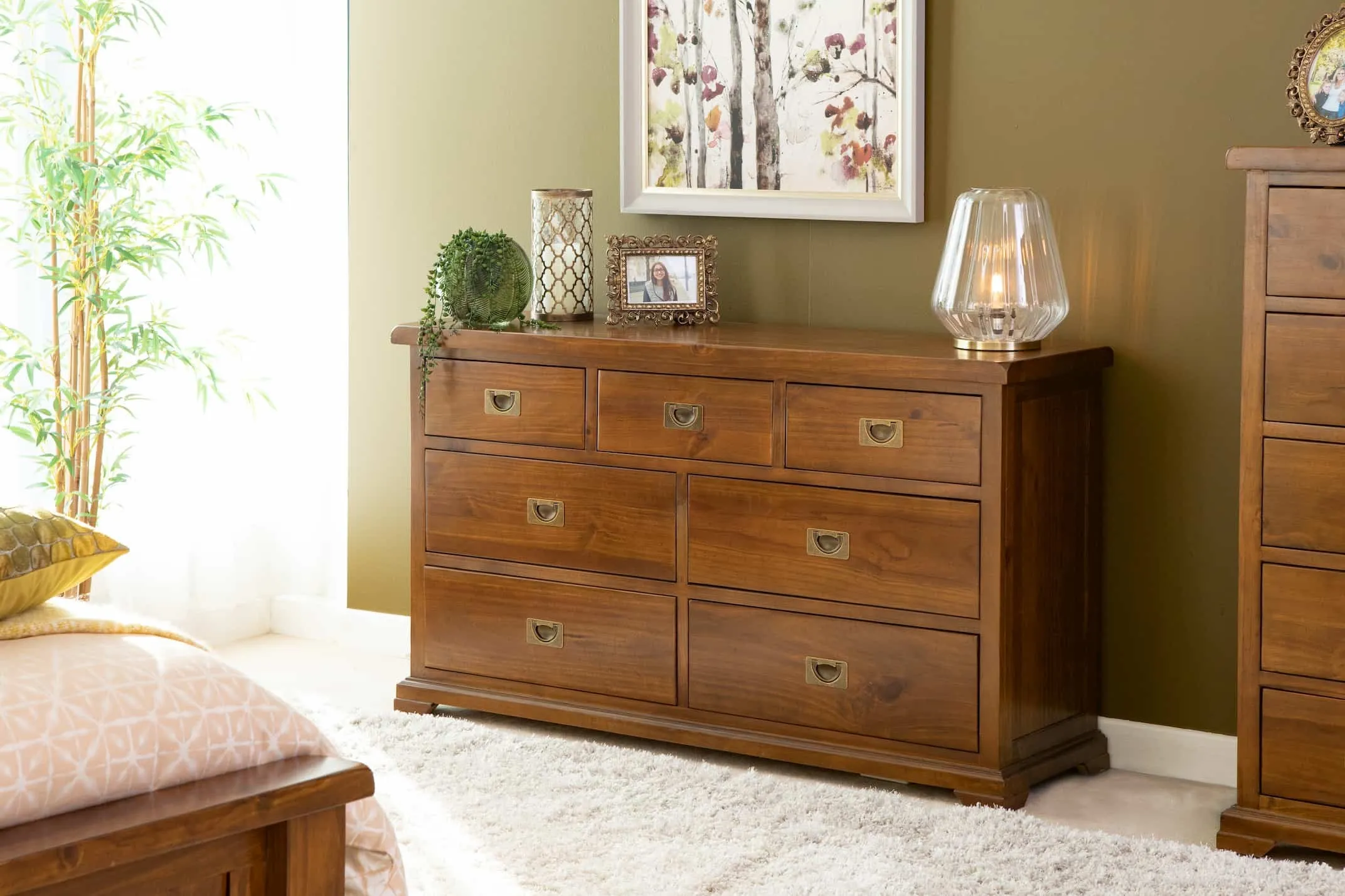 Aisling 7 Drawer Chest with the triple mirror & Chest in a lifestyle image