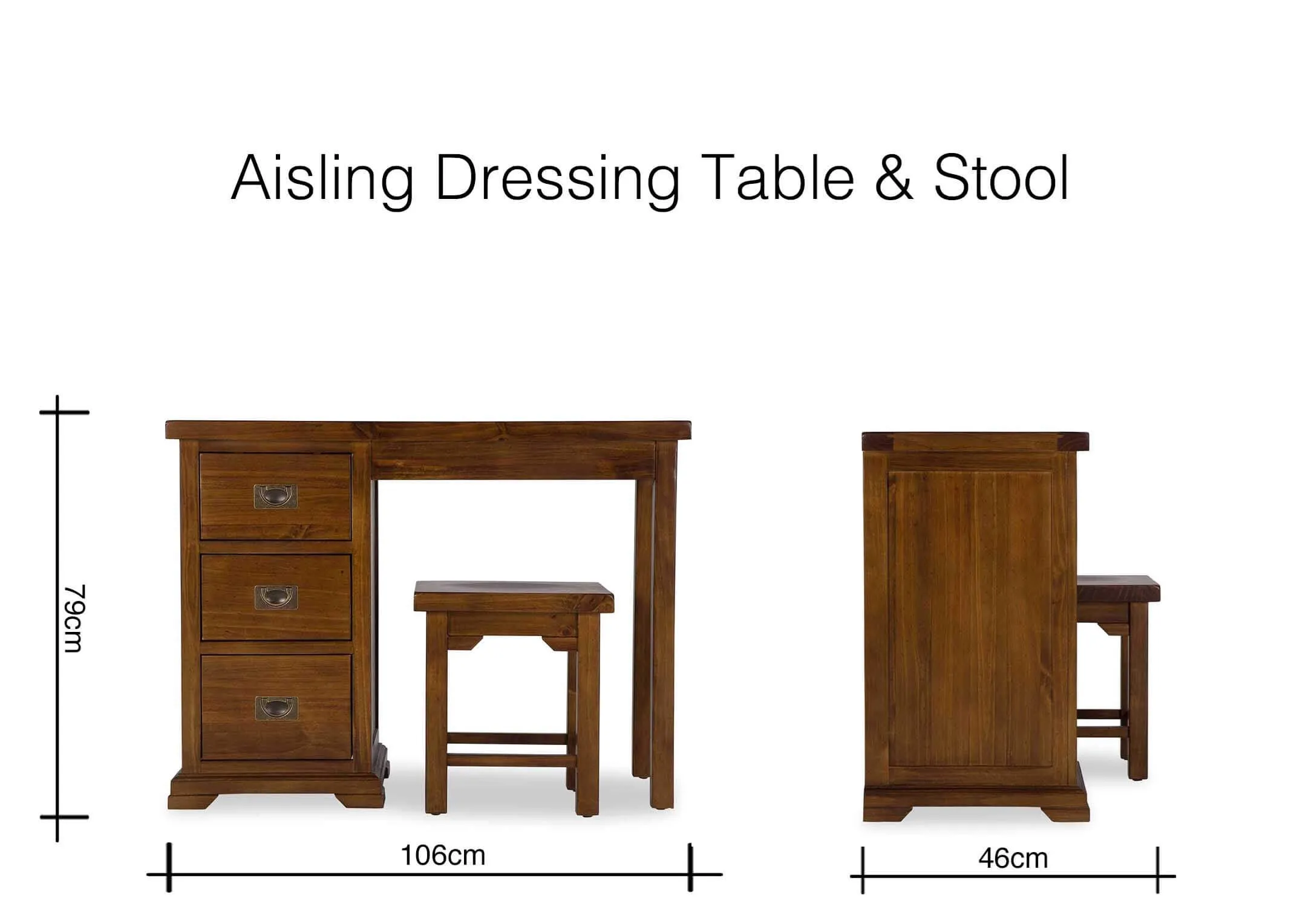 Dimension image of Aisling dressing table and drawer 79cm (Height) x 106cm (Width) x 46cm (Depth)