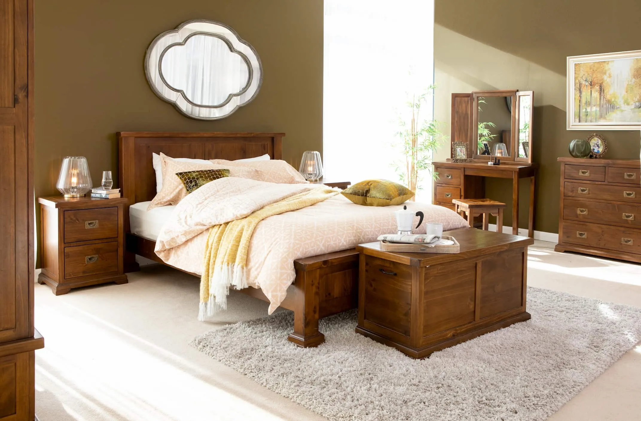 Super King Size (6 ft) Solid Dark Gloss Wood Bed Frame - Aisling