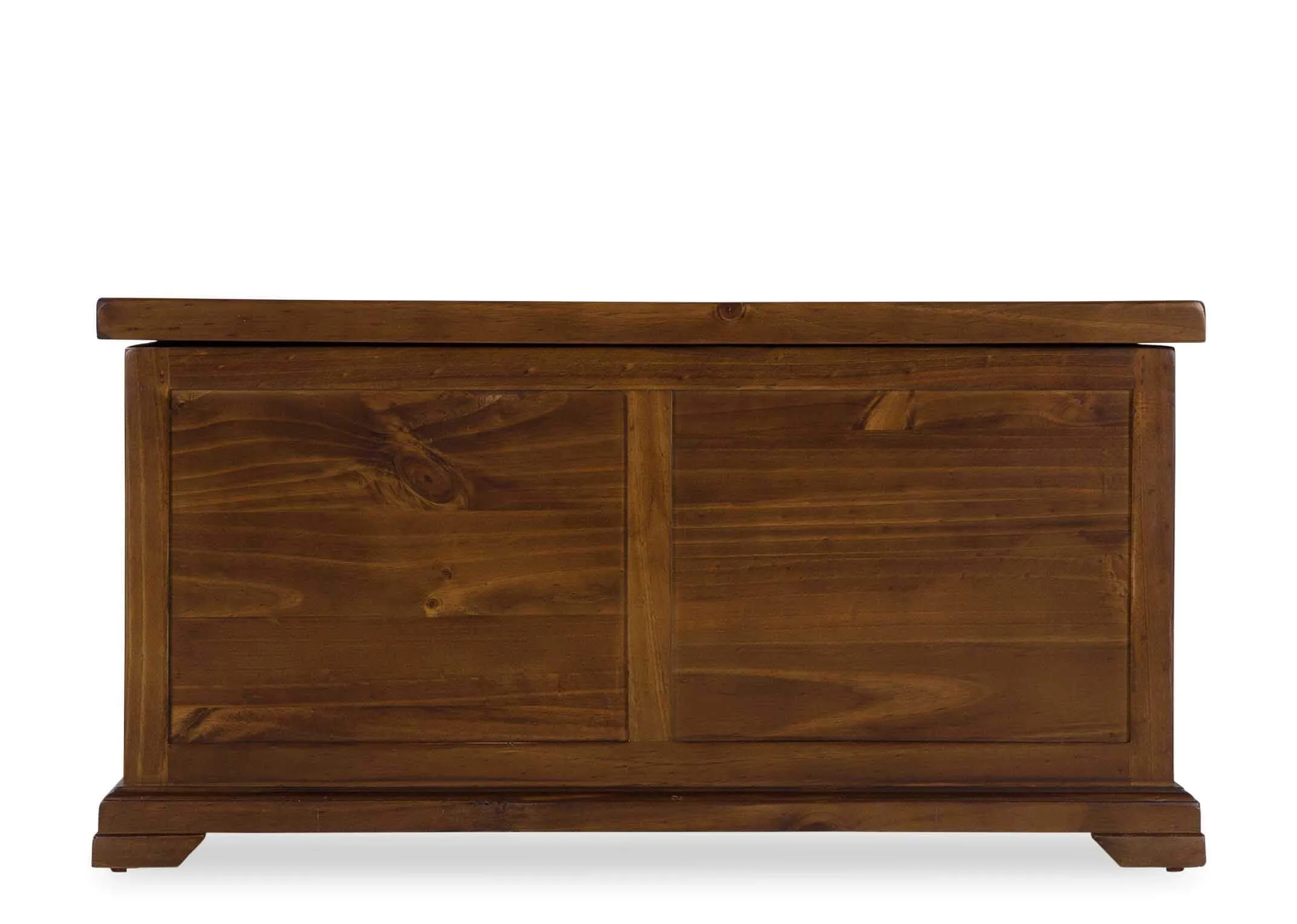 Front view of solid dark gloss wood large blanket box Aisling