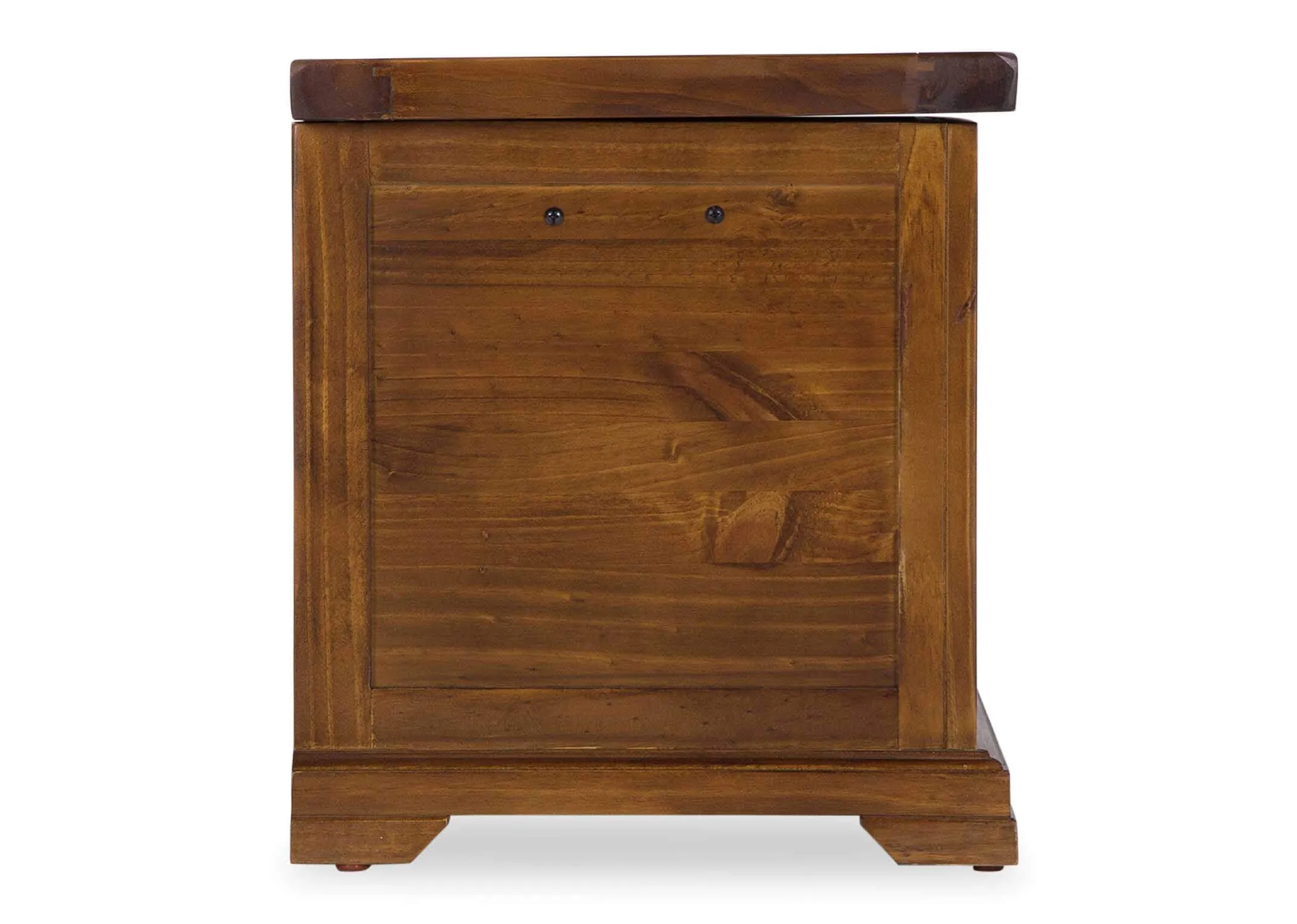 Side view of solid dark gloss wood large blanket box Aisling