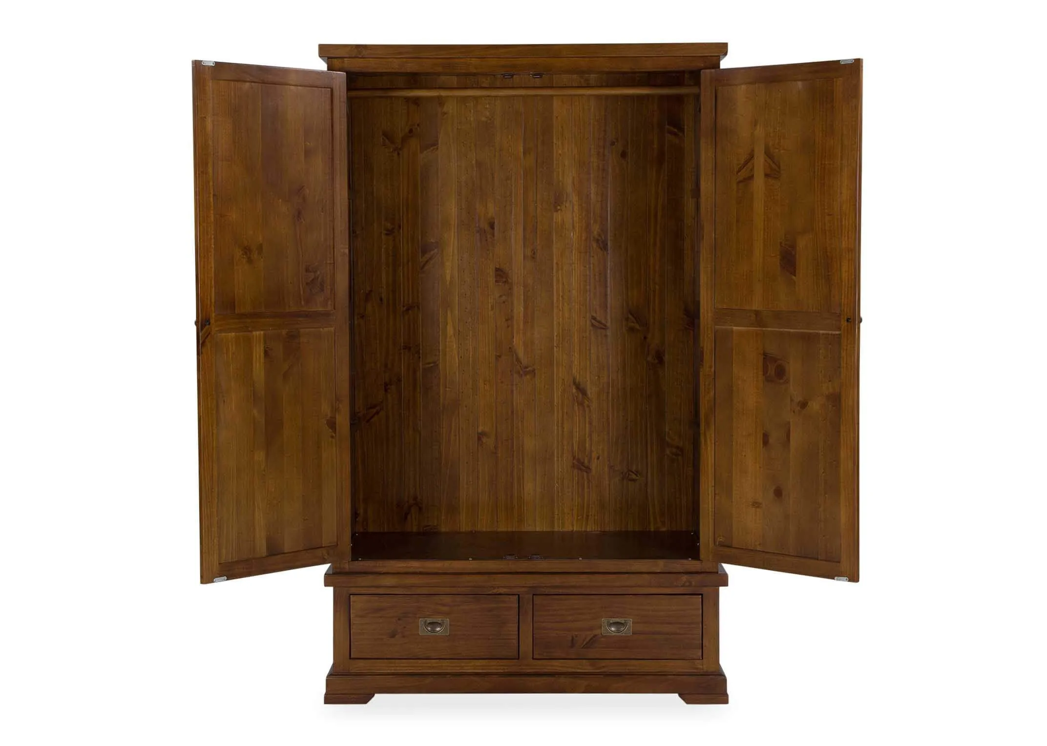The Aisling wardrobe in dark pine in a lifestyle image with the rest of the bedroom range at EZ Living Furniture.