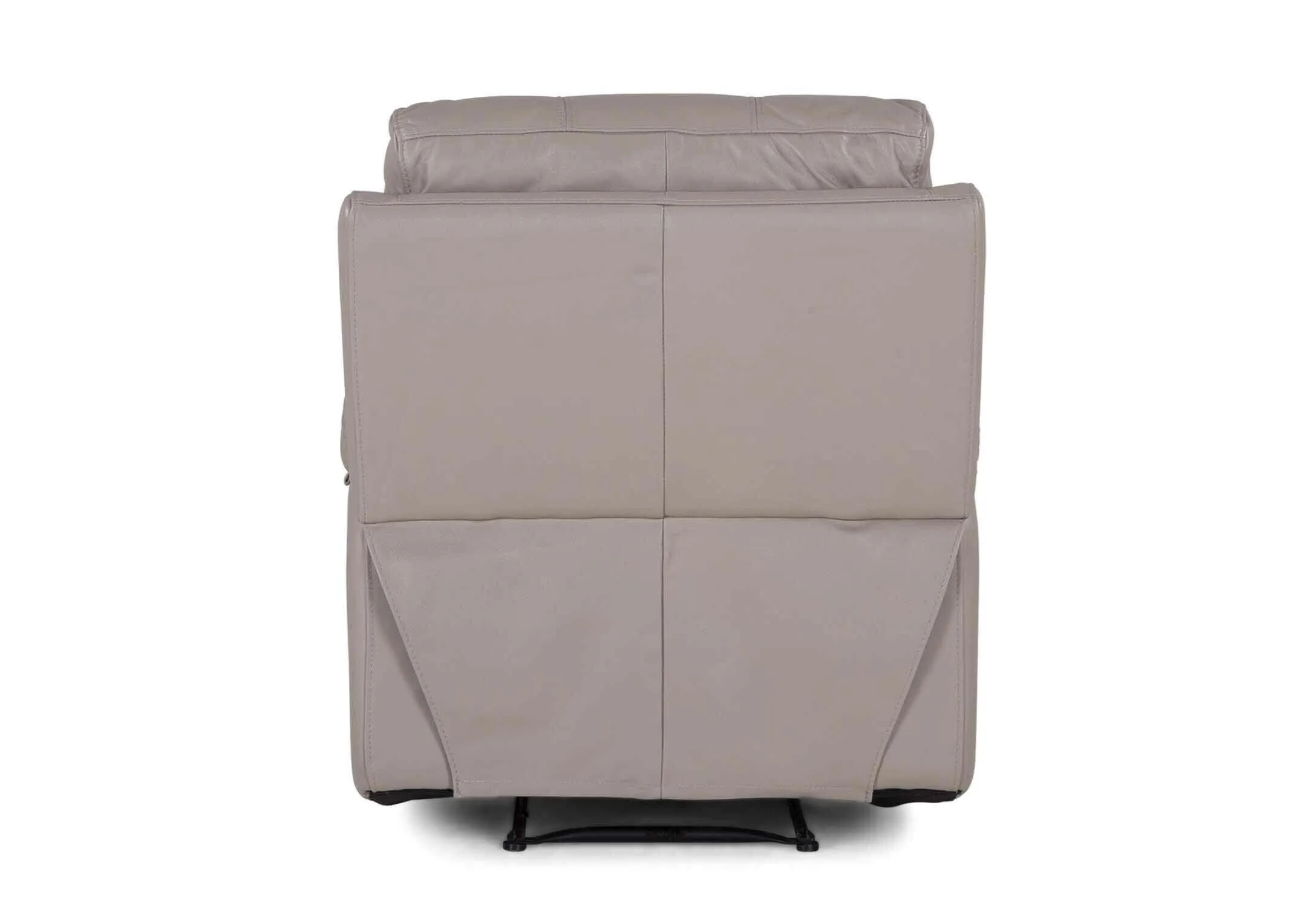 Full back view of the Groove power reclining armchair upholstered in grey leather