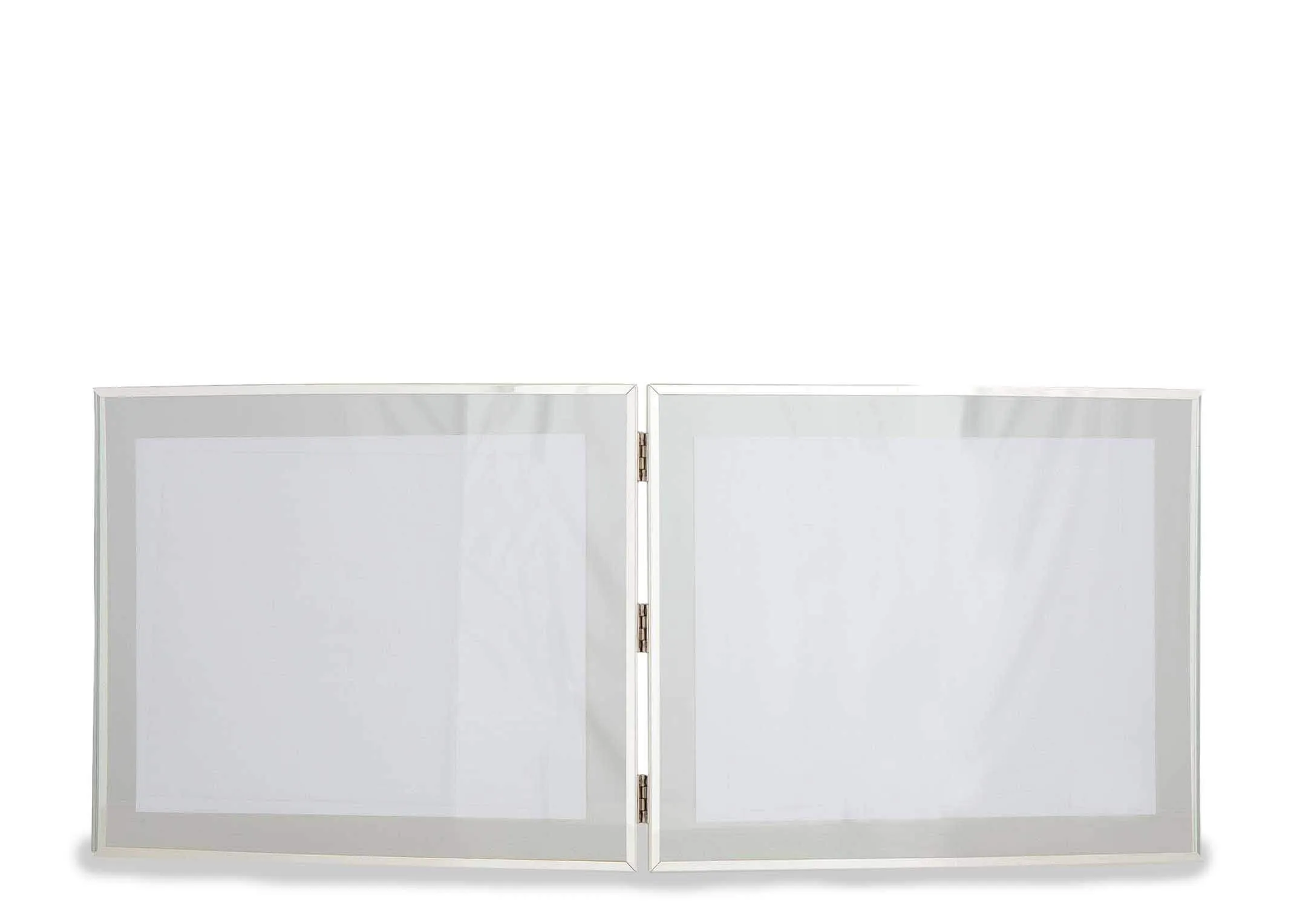 Back view of the Karis 8x10 inch silver plated double photo frame showing the hard white backing of both frames