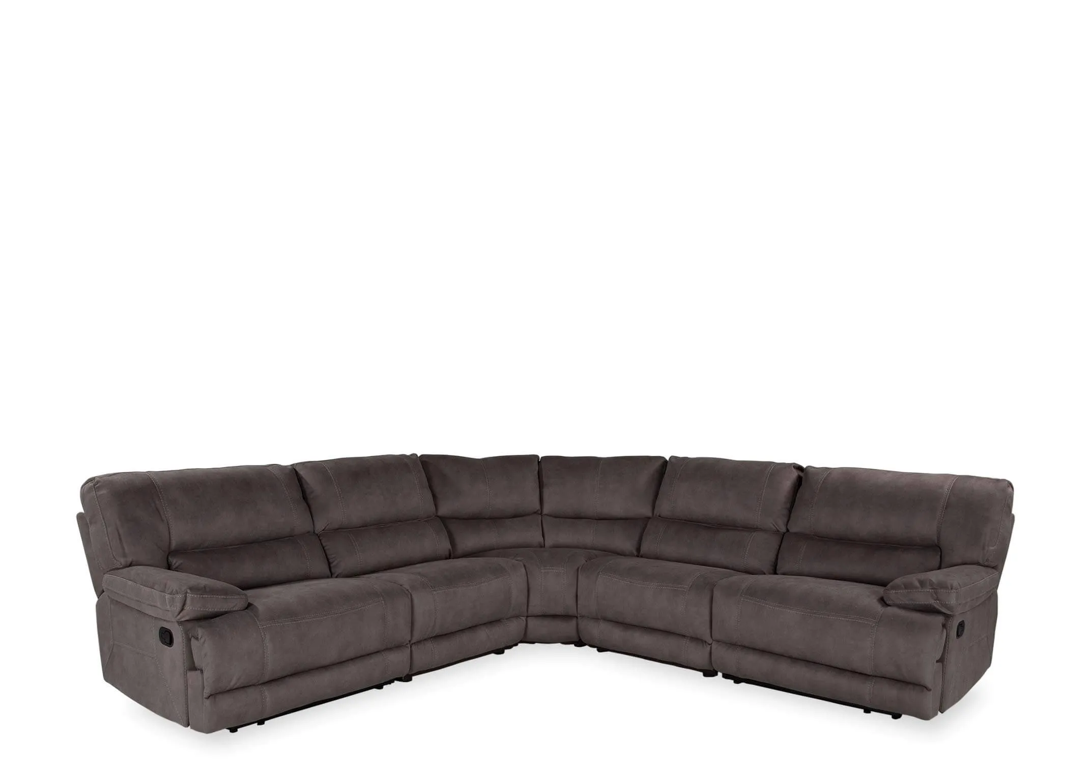 Angled shot of the Baxter medium reclining corner sofa upholstered with grey fabric