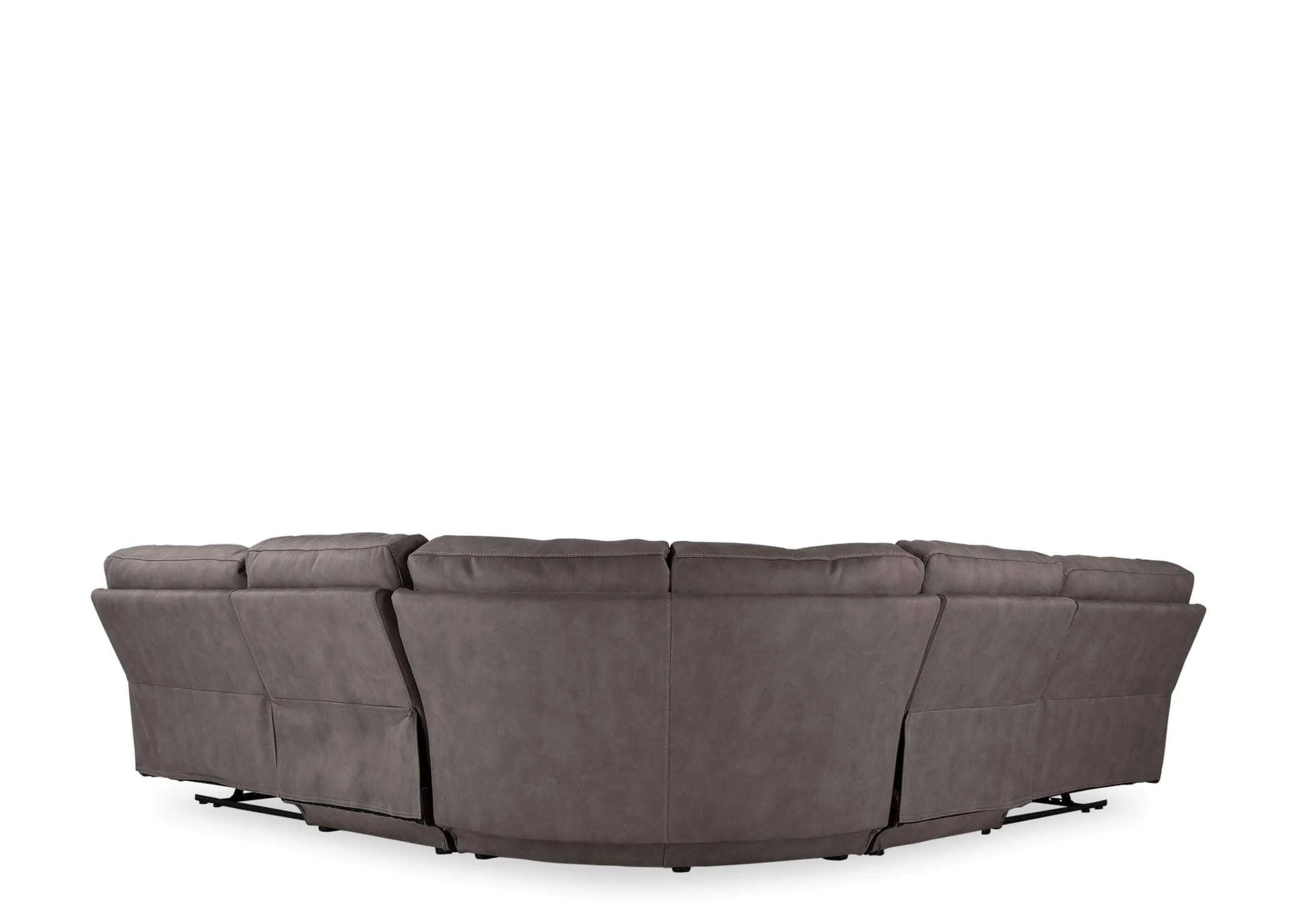 Full back view of the Baxter medium reclining corner sofa showing the back of the sofa upholstered with grey fabric