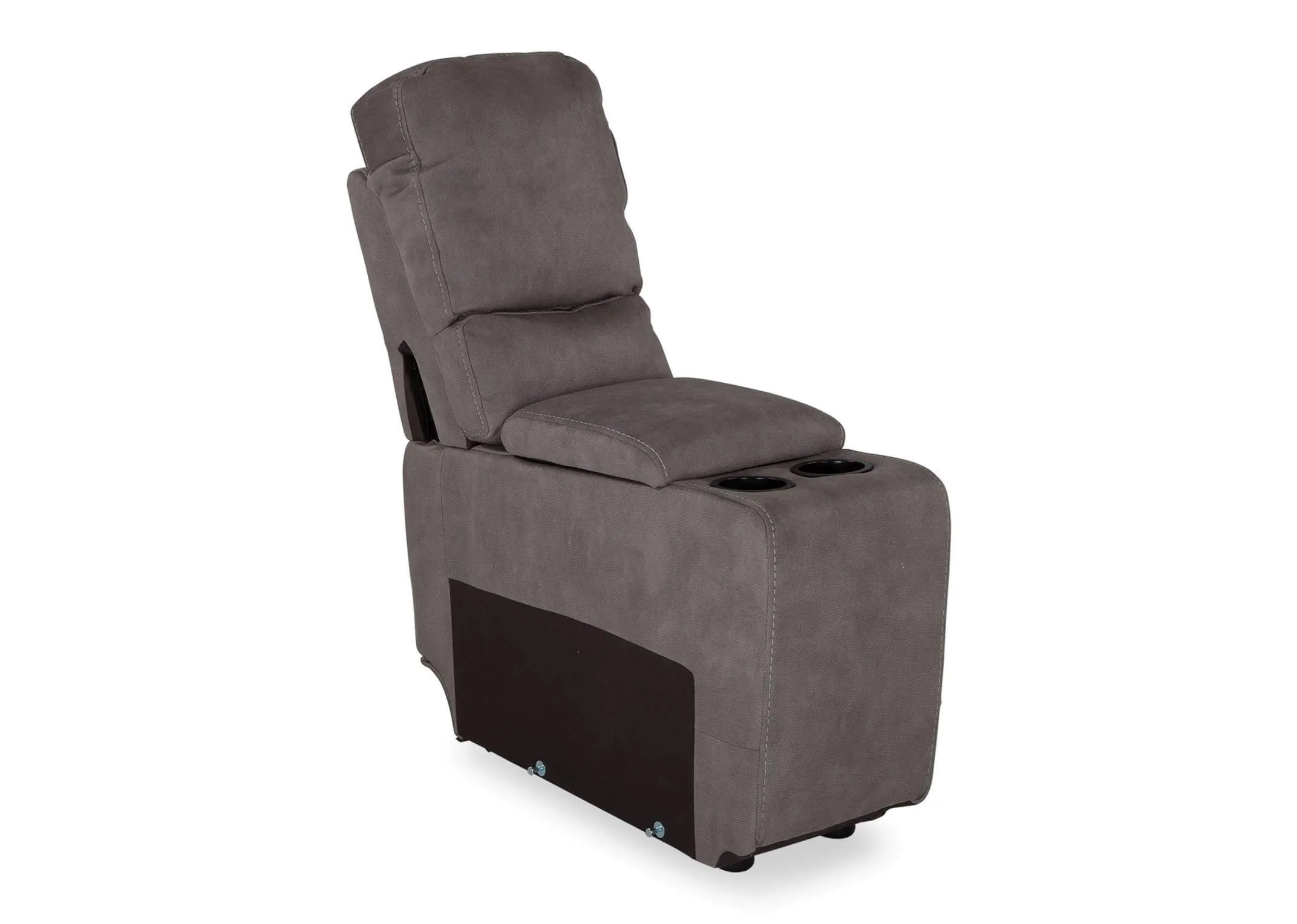 A power shot image for the Baxter grey faux suede drinks holder with two cup holders
