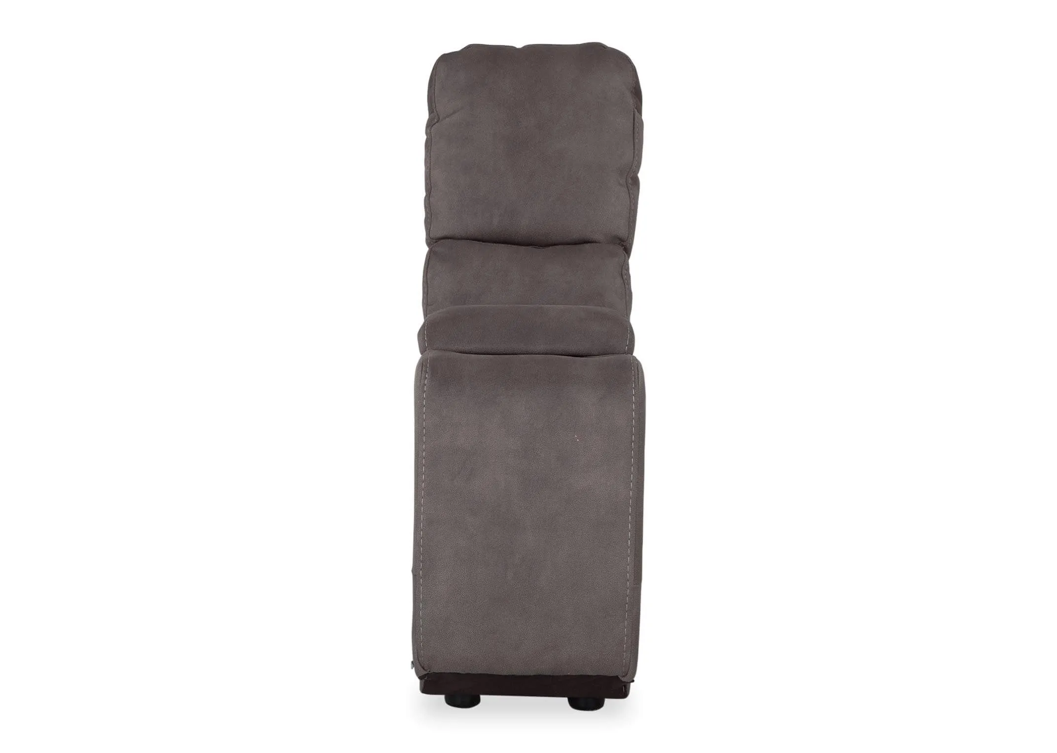 A view of the front ofthe Baxter faux suede fabric Baxter drinks holder.