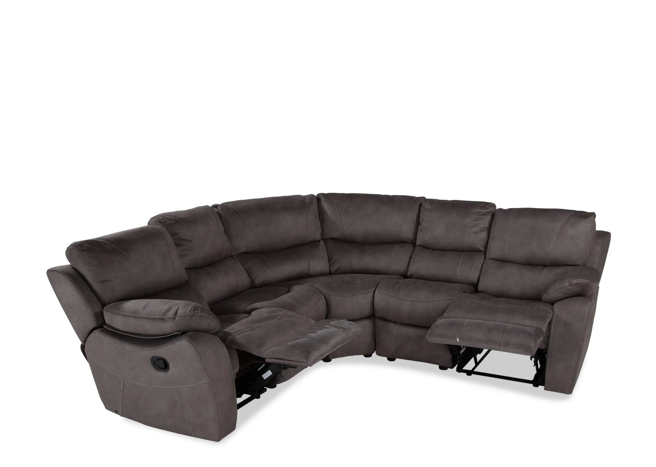 Large Sultry Grey Fabric Reclining Corner Sofa - Hannah