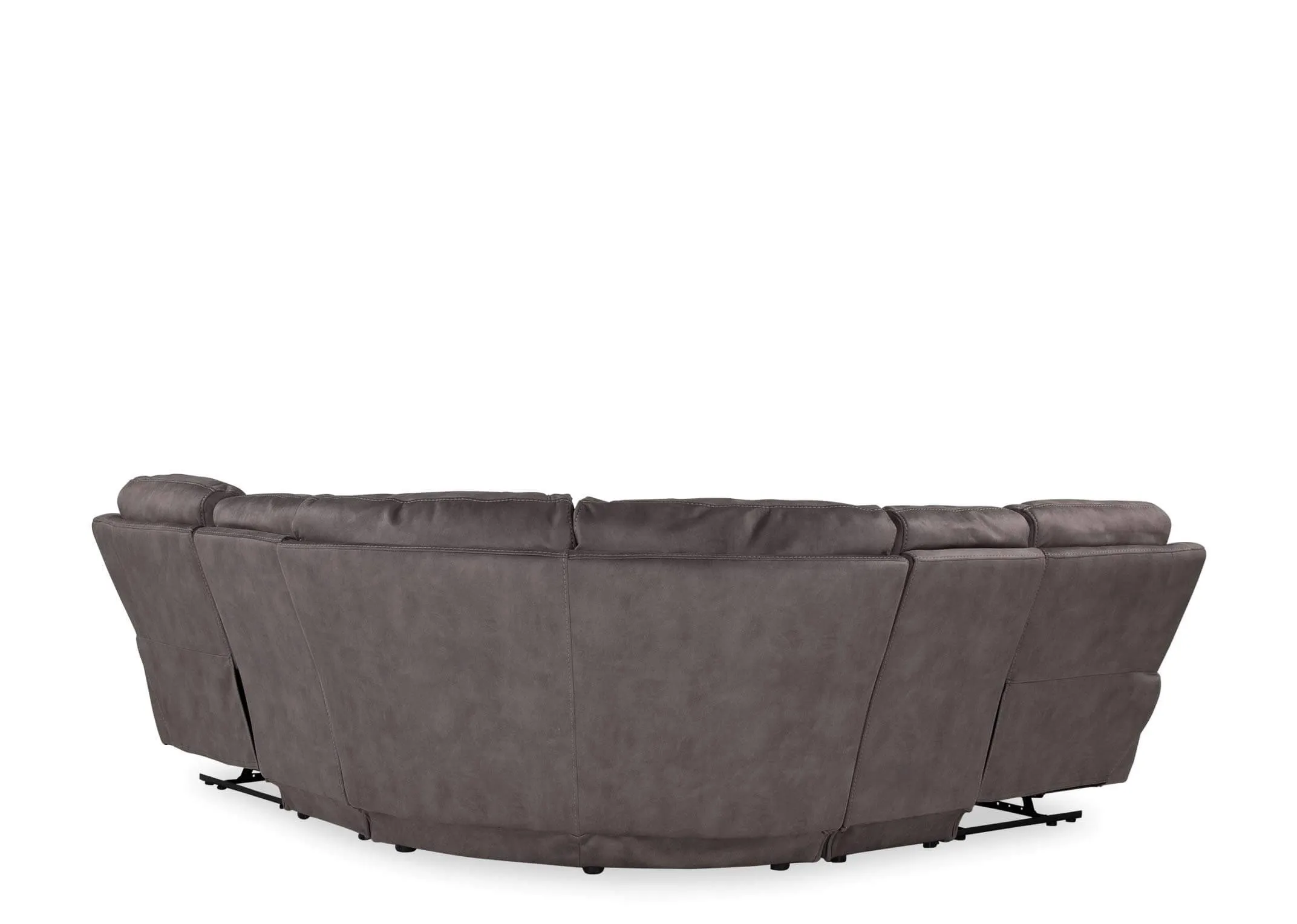 Angled shot of the Hannah large grey faux suede reclining corner group giving a full view of the front and side