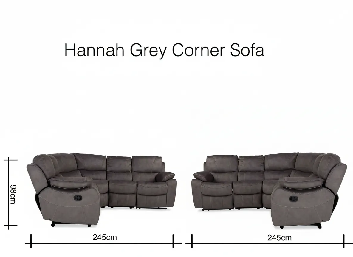 A dimension image of the Hannah grey corner soaf with 