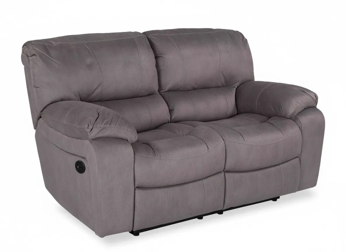 2 Seater Grey Suede Fabric Power Reclining Sofa - Bradford