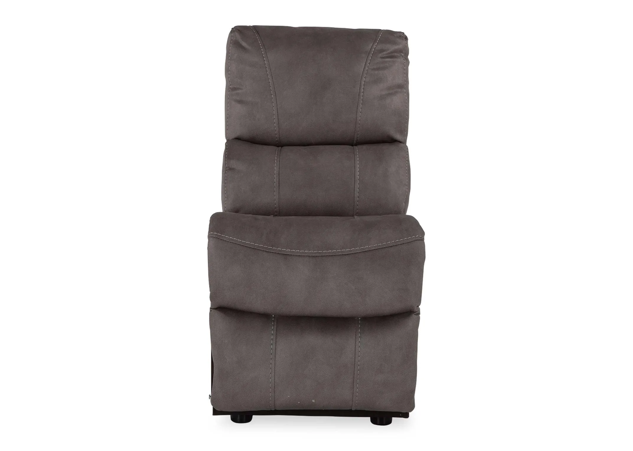 A view of the Hannah grey fabric armless unit from the front.