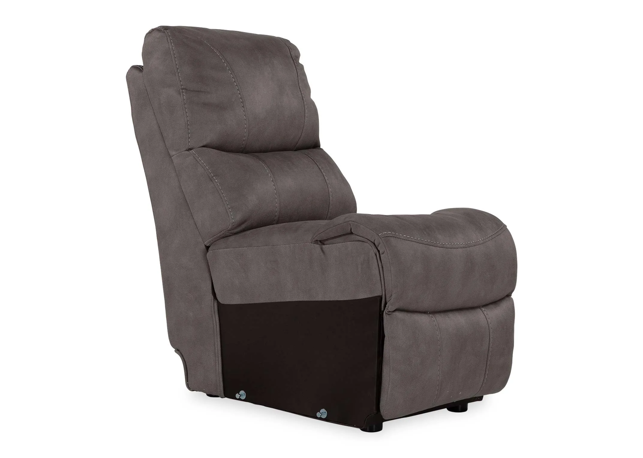 An angled shot of the Hannah grey fabric armless unit.