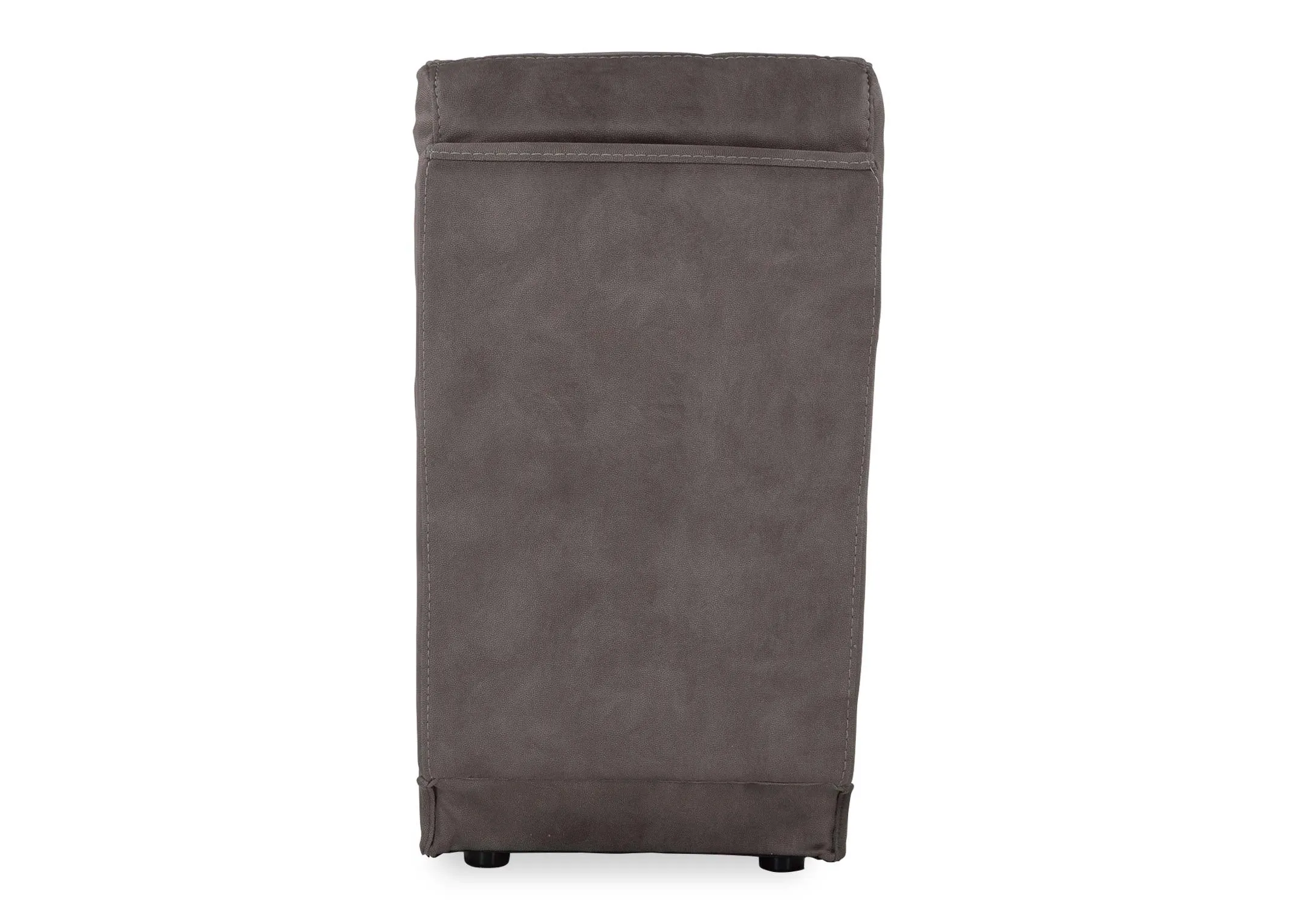 A view looking at the back of the Hannah grey fabric armless unit.