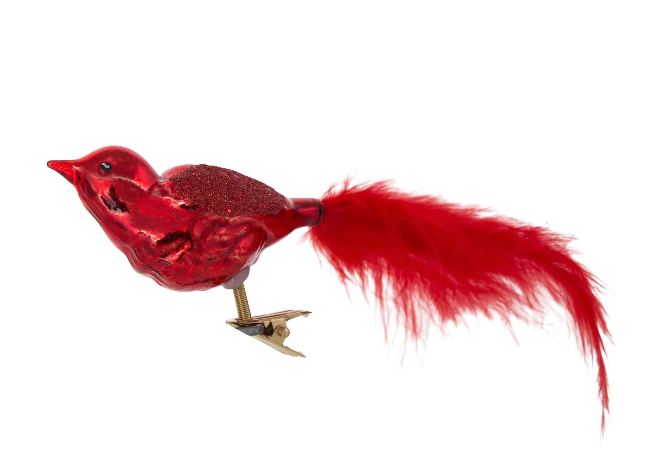 Box of 6 Red Bird on Clip - Christmas Decoration
