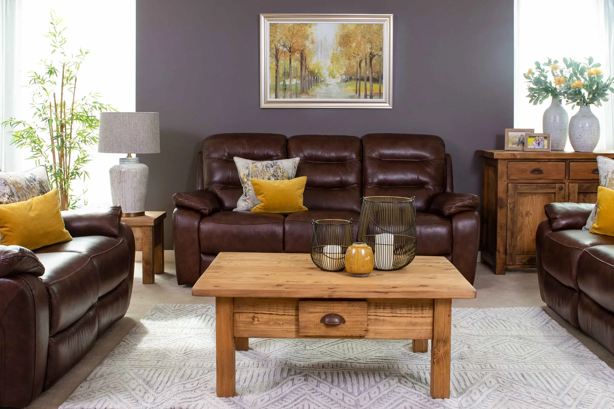 An image showing some of the furniture in the Supreme range of leather sofas and armchairs available ot EZ Living Furniture.