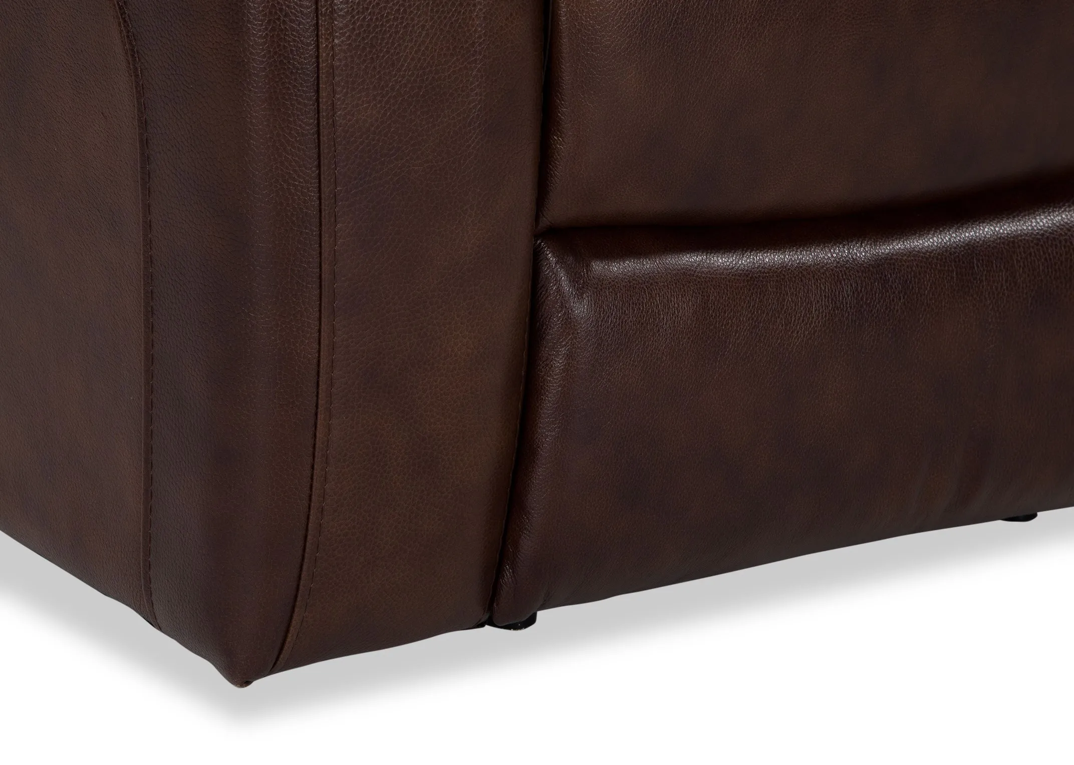 An image showing the foot of the SUPREME 3 seater power recliner with luxurious brown leather.