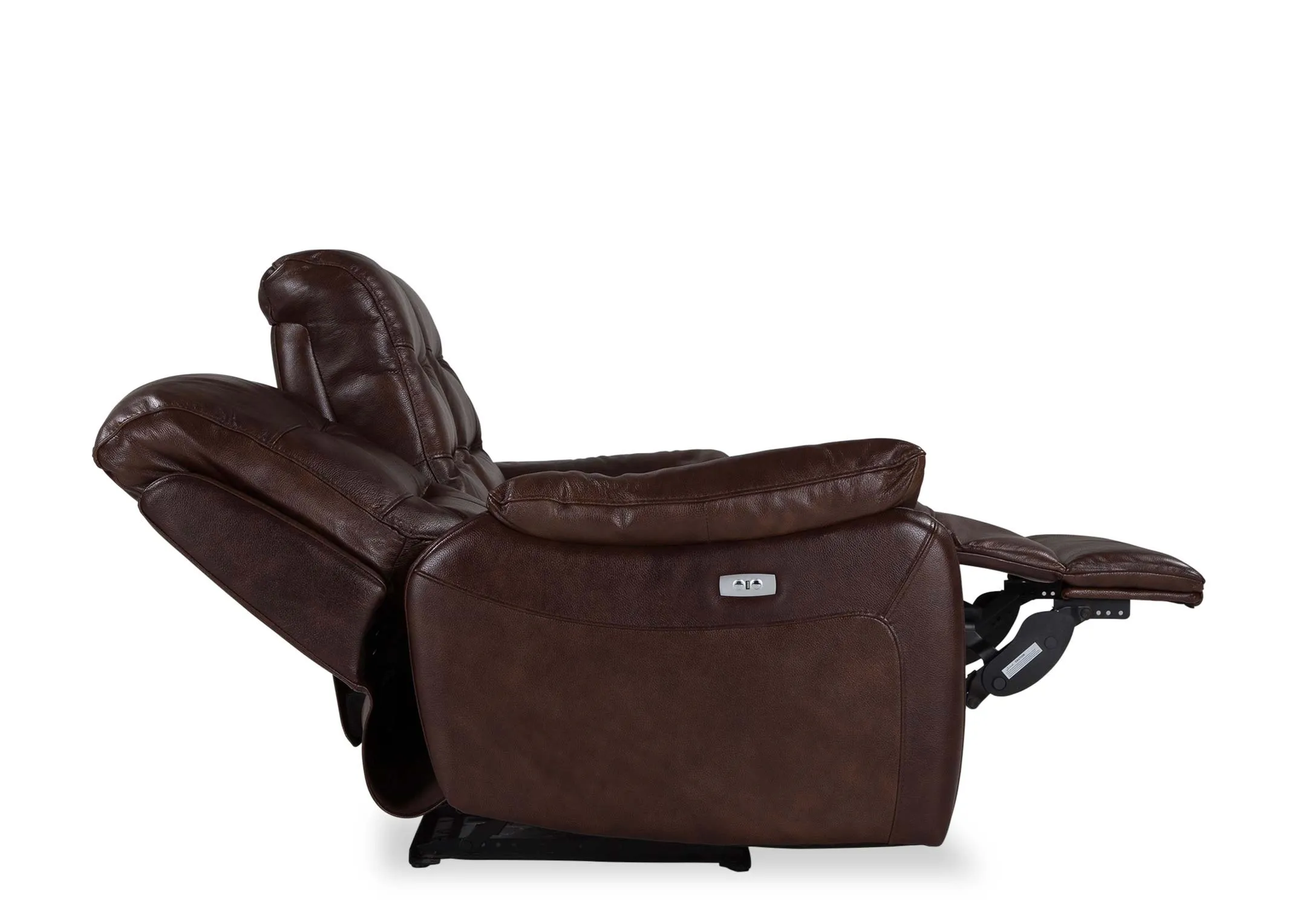 A shot of one portion of the Supreme 3 seater power recliner in a reclined position.