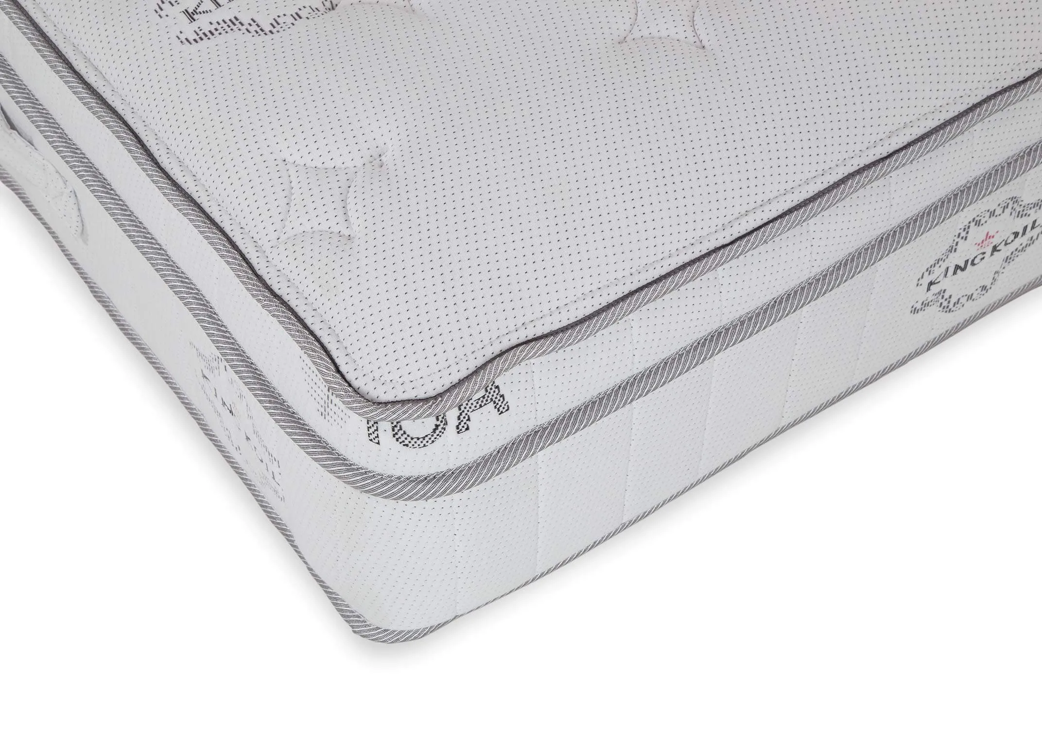 Detailed close-up view of the Posture Serene king size 5 ft Pocket Visco mattress showing the corner of the mattress