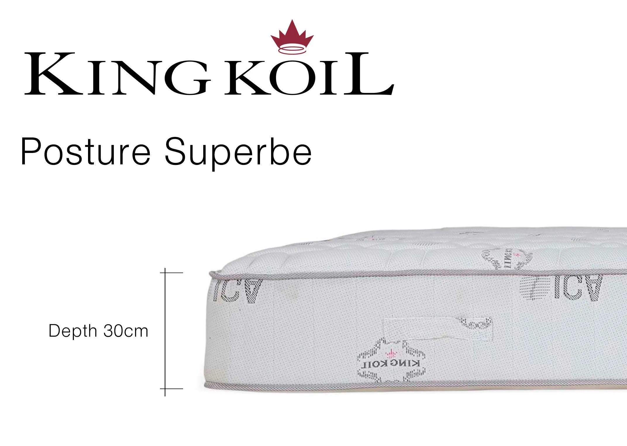 A dimension image of the Posture Superbe Mattress with 30cm (depth)