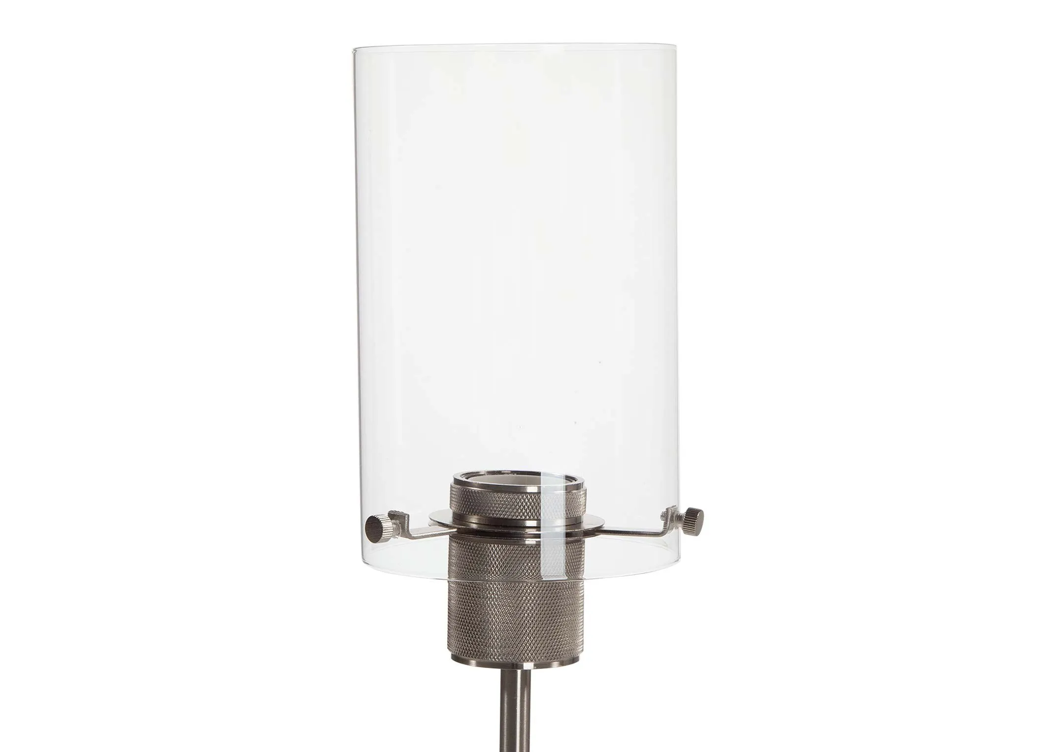 A close up of the glass lamp shade of the Karina table lamp.