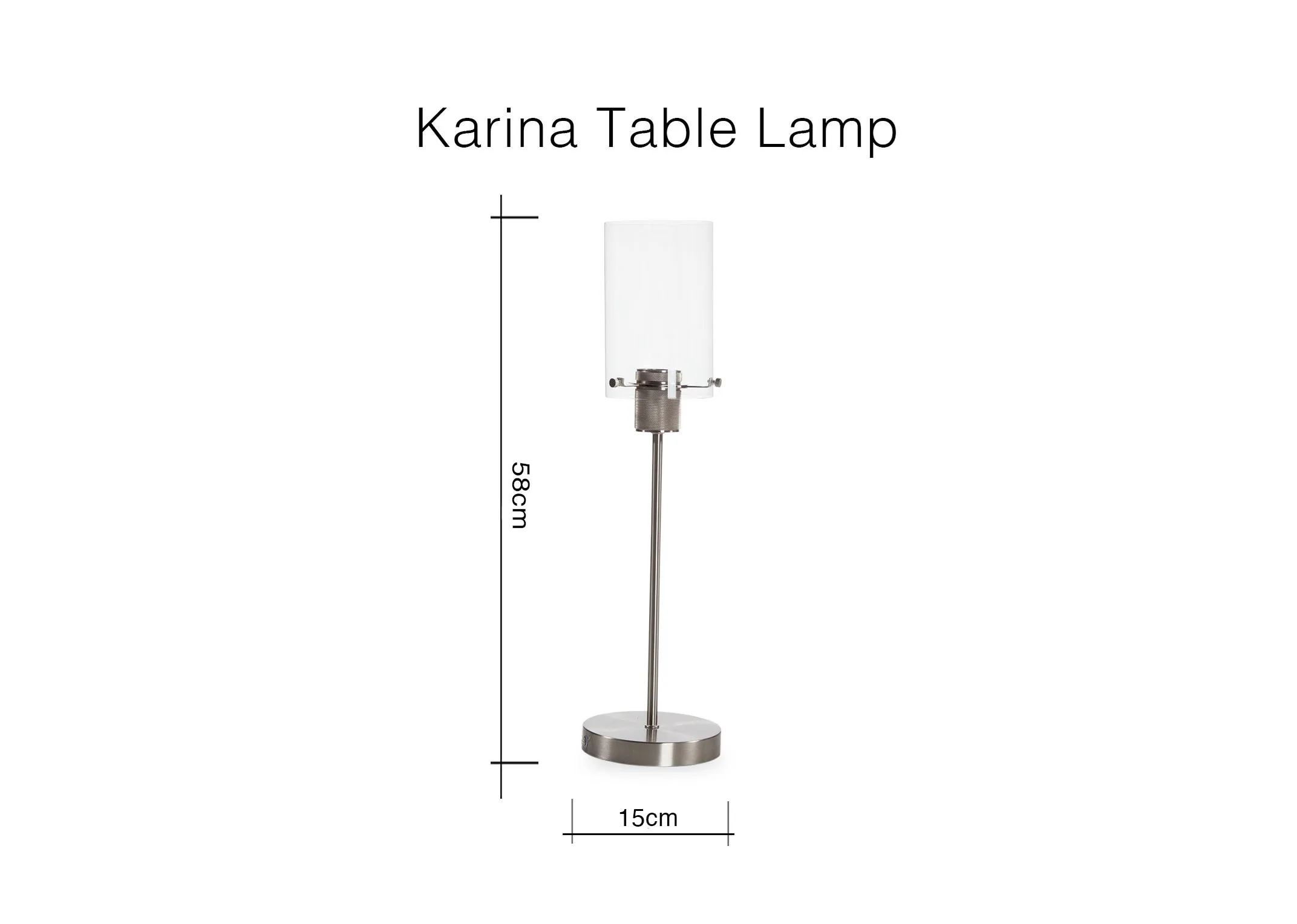 A dimension image for the Karina Table Lamp 17.5cm (Height) x 6cm (Width).