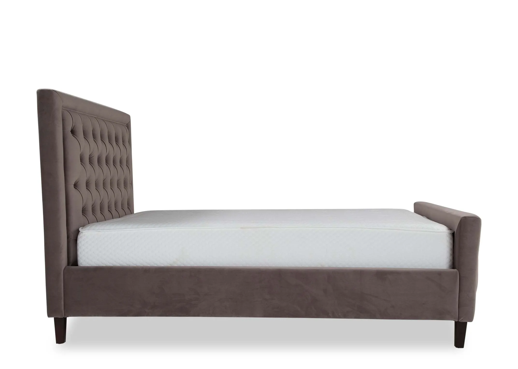 A front view image of the Majestic 4ft 6 Grey Velvet Bedframe.