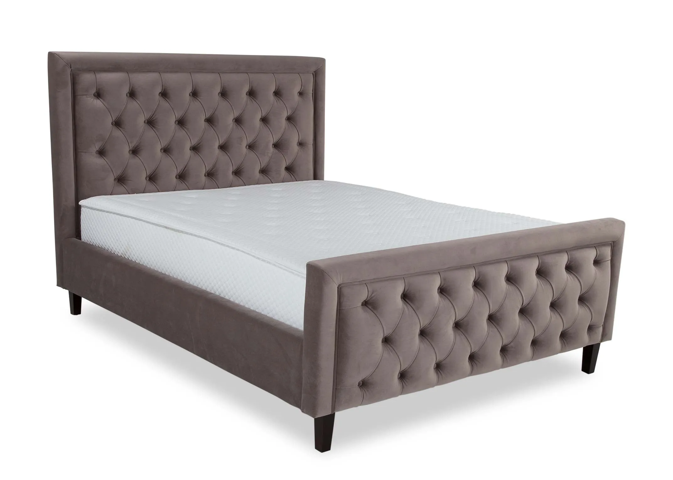 King Size (5 FT) Taupe Velvet Bed Frame - Majestic