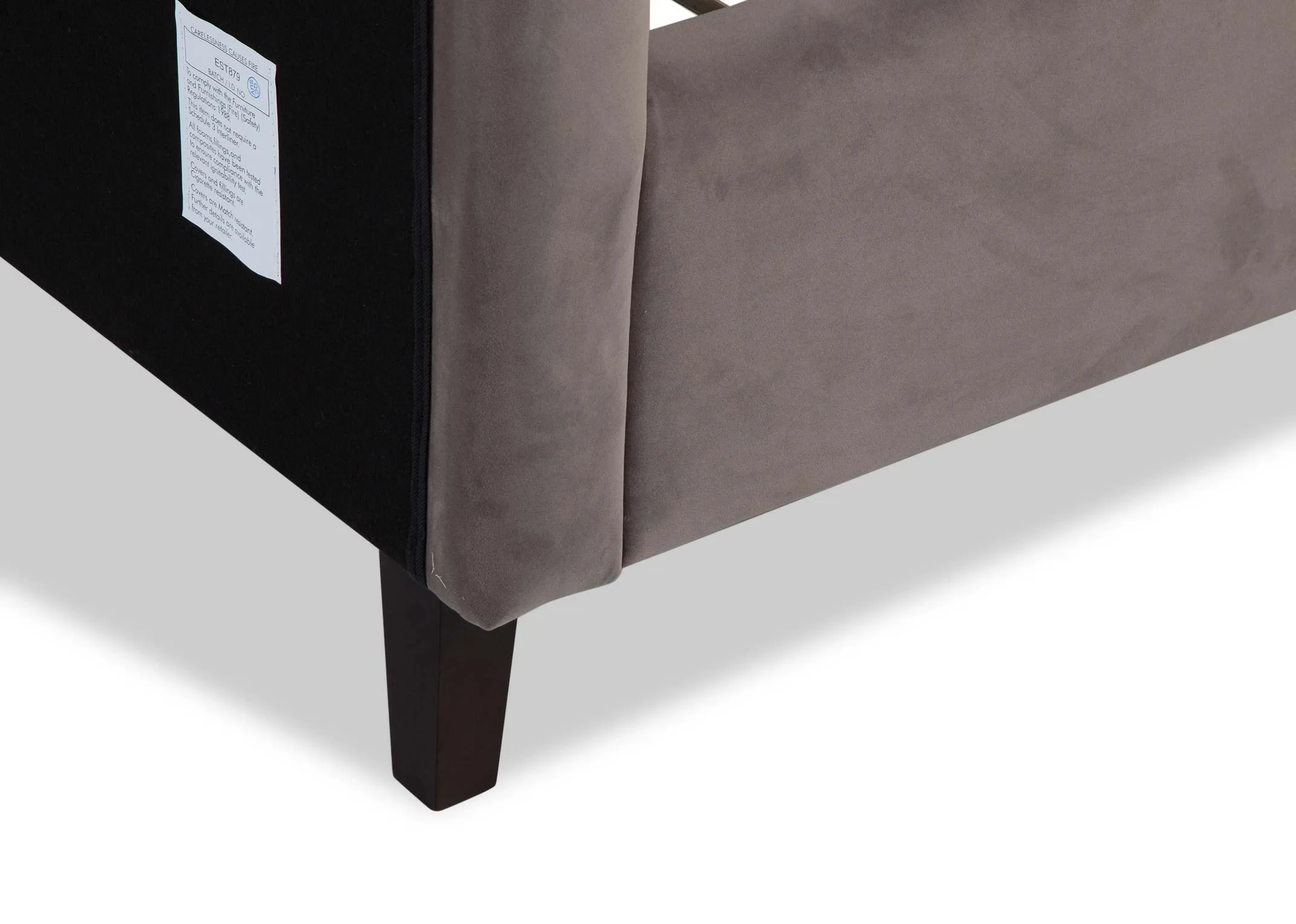 support bar and support rail of the Majestic 6ft Grey Velvet Bed frame.