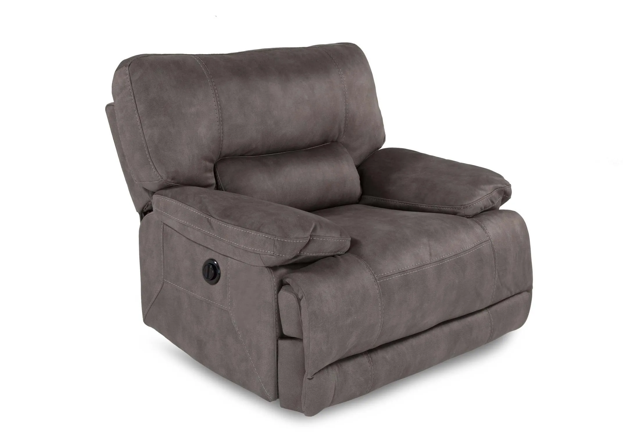 Grey Faux Suede Power Reclining Armchair - Baxter