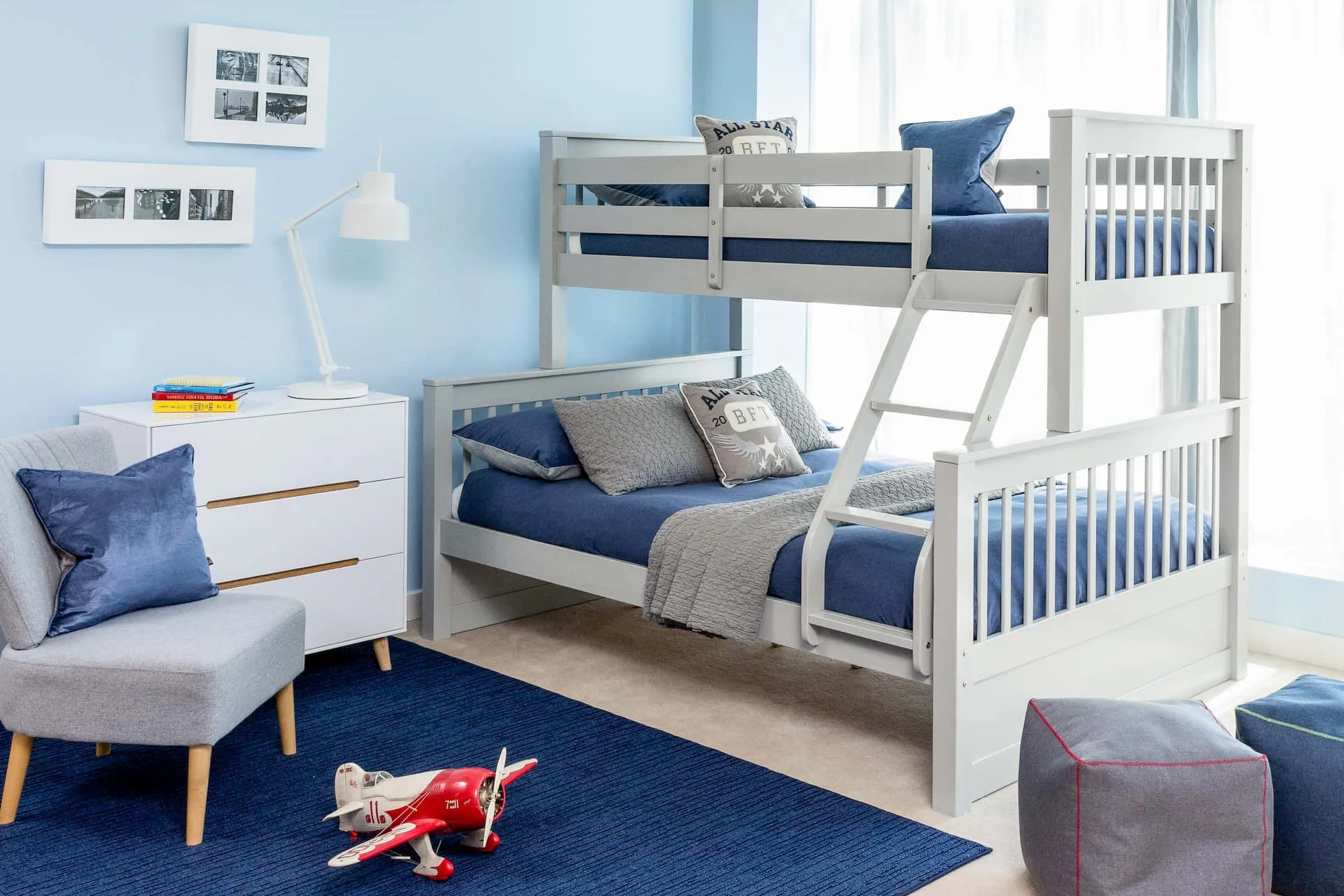 Grey Solid Wood Twin Bunk Bed - Lara