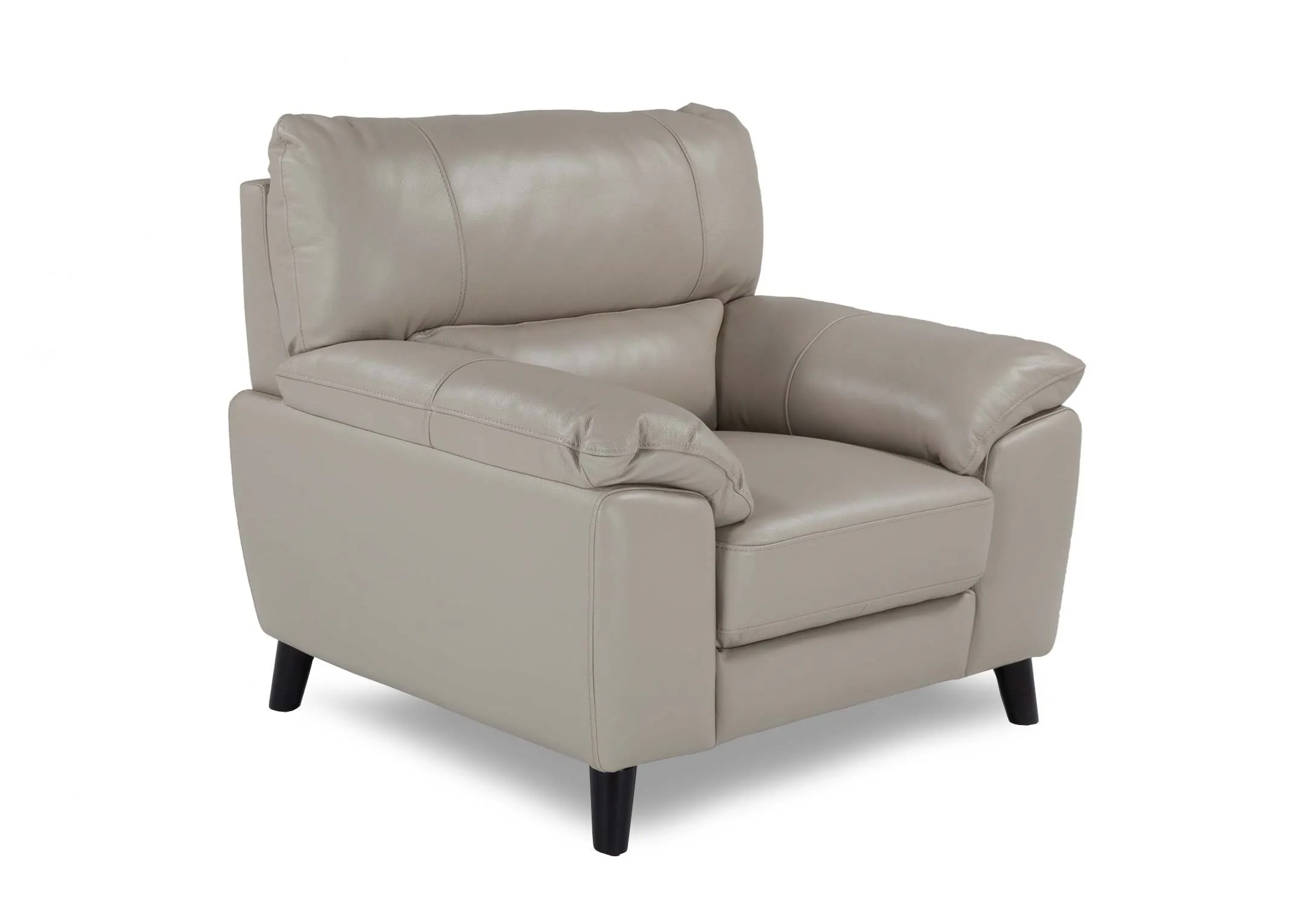 A power shot image of the light grey leather Alfredo armchair.