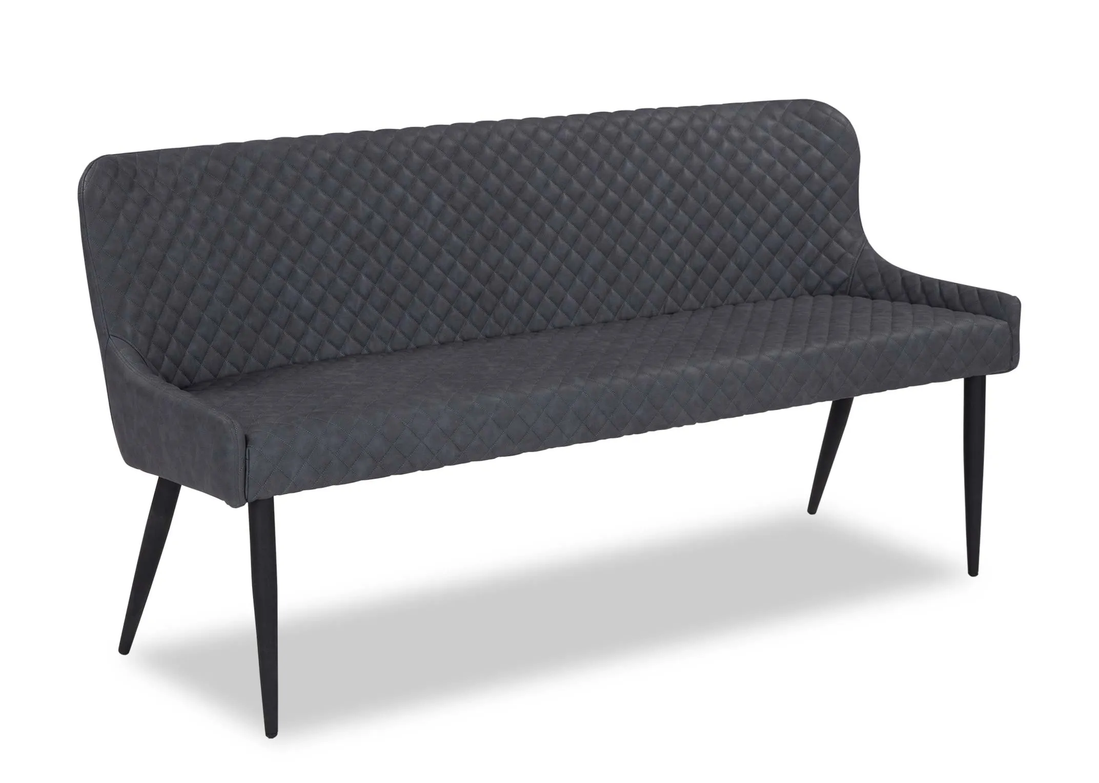 Vintage Grey Faux Leather Bench With Back - Ottowa