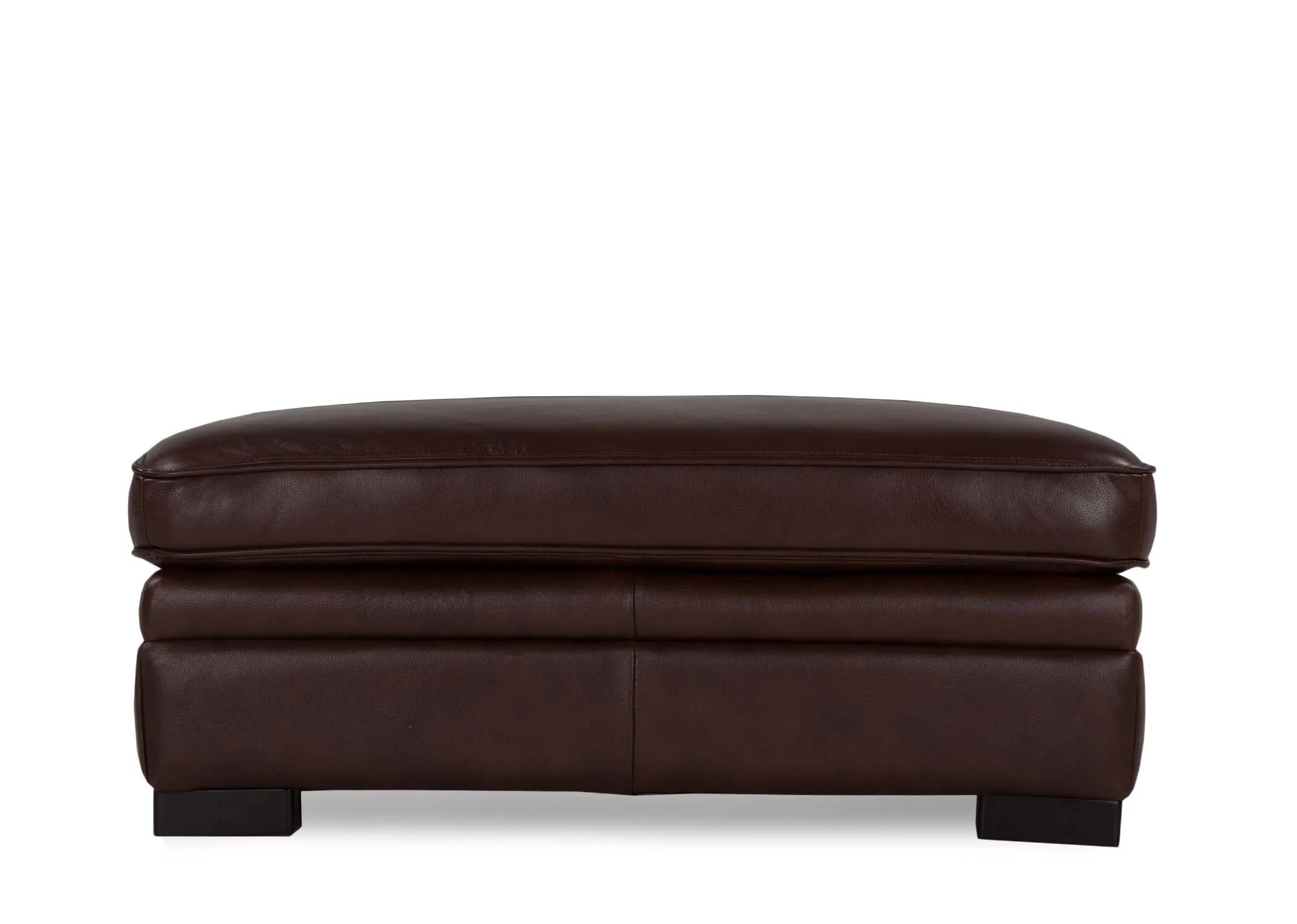 An image of the front of the Apollo brown leather large footstool.